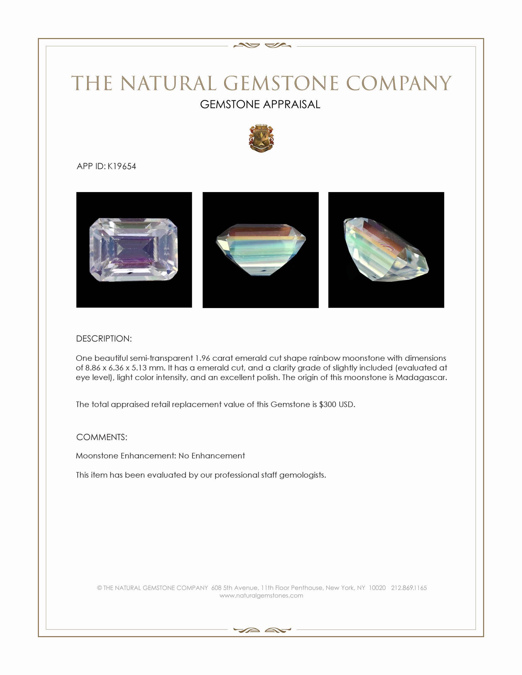 1.96 Ct. Moonstone from Madagascar