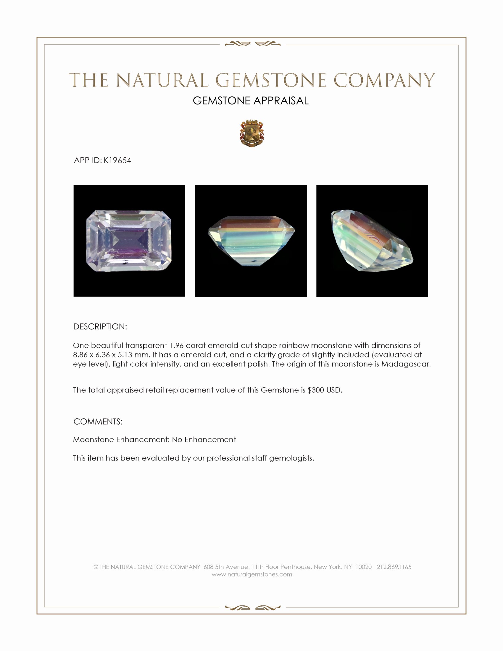 1.96 Ct. Moonstone from Madagascar