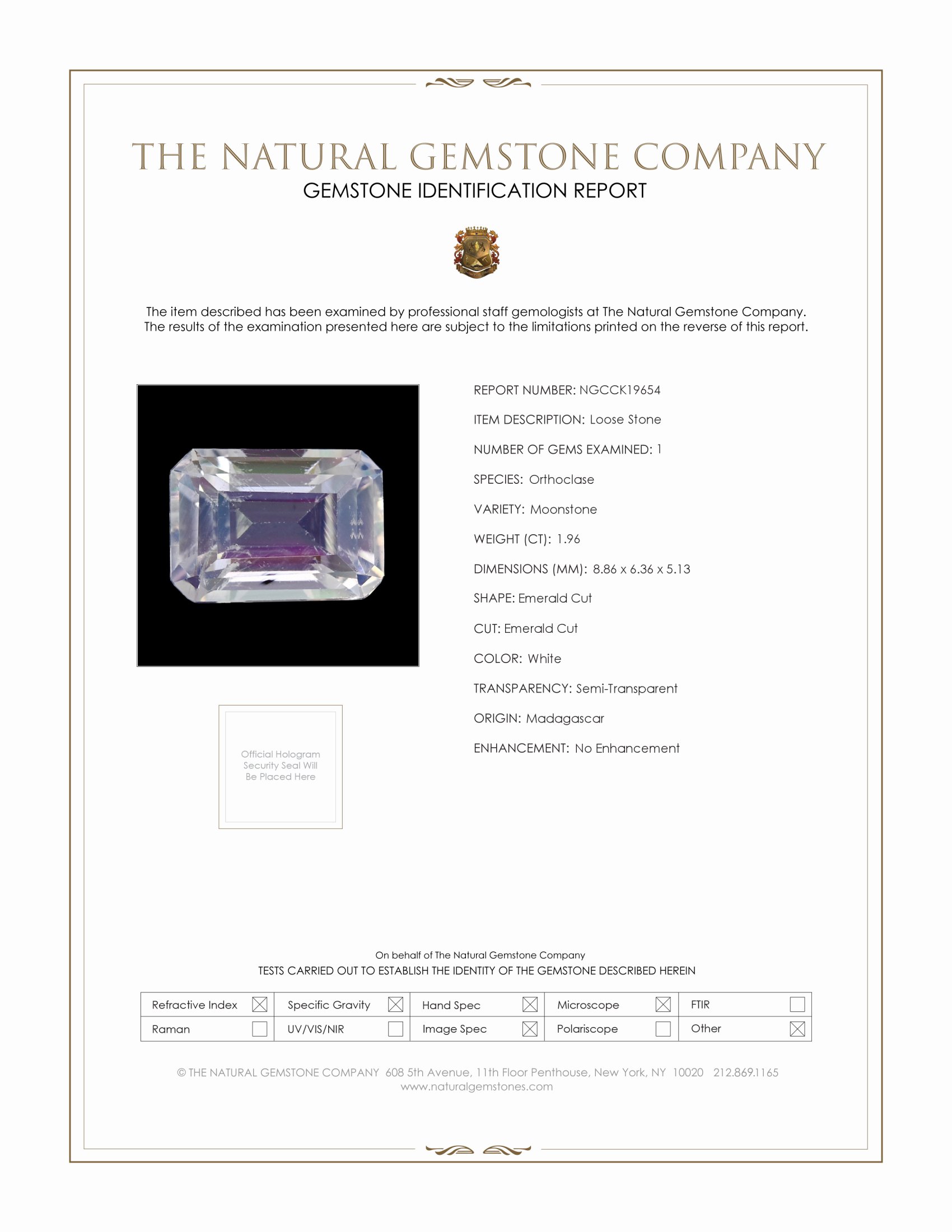 1.96 Ct. Rainbow Moonstone from Madagascar
