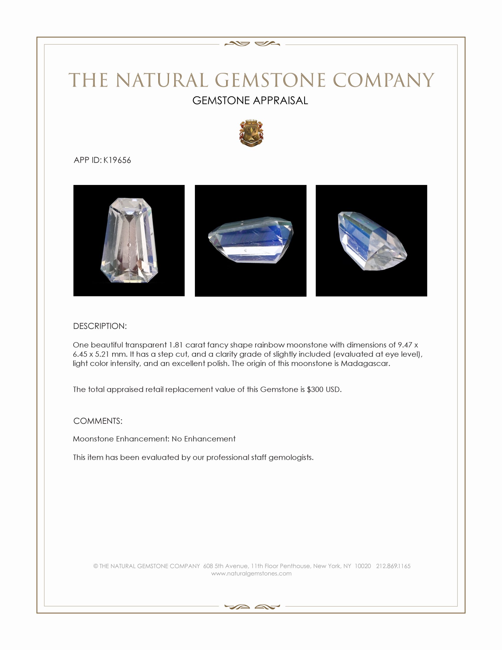 1.81 Ct. Moonstone from Madagascar