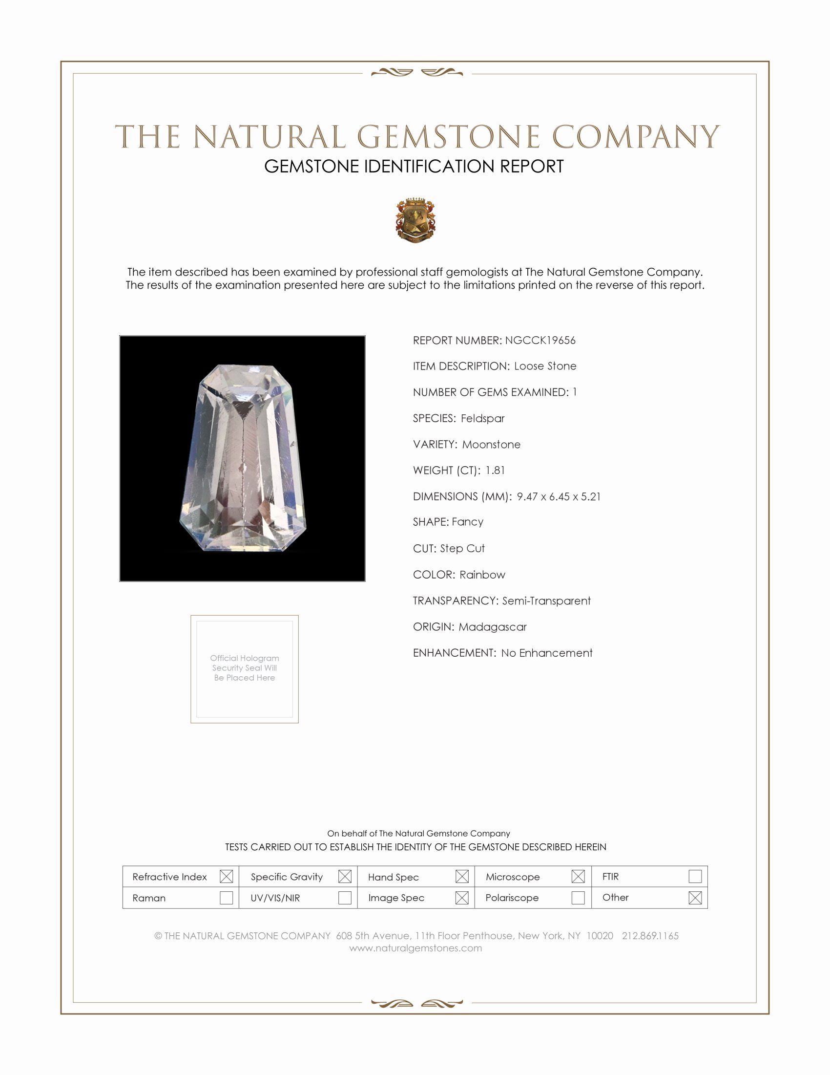 1.81 Ct. Rainbow Moonstone from Madagascar