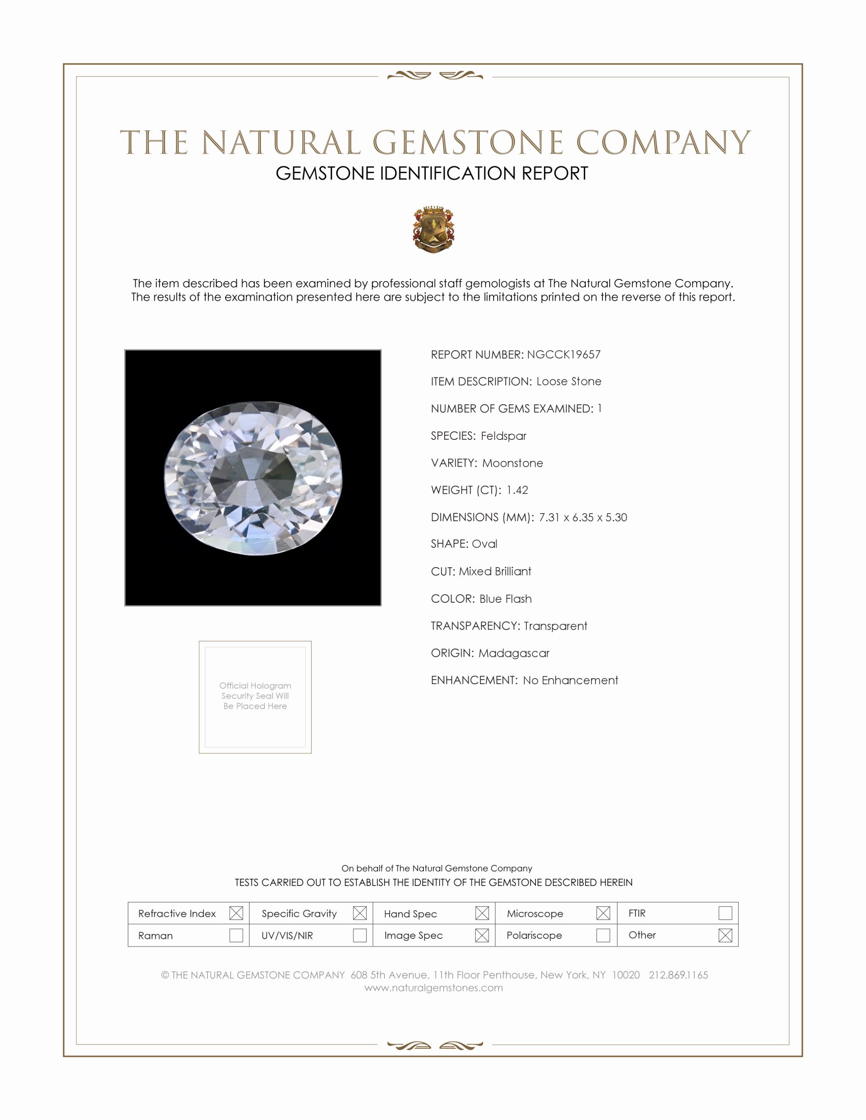 1.42 Ct. Moonstone from Madagascar