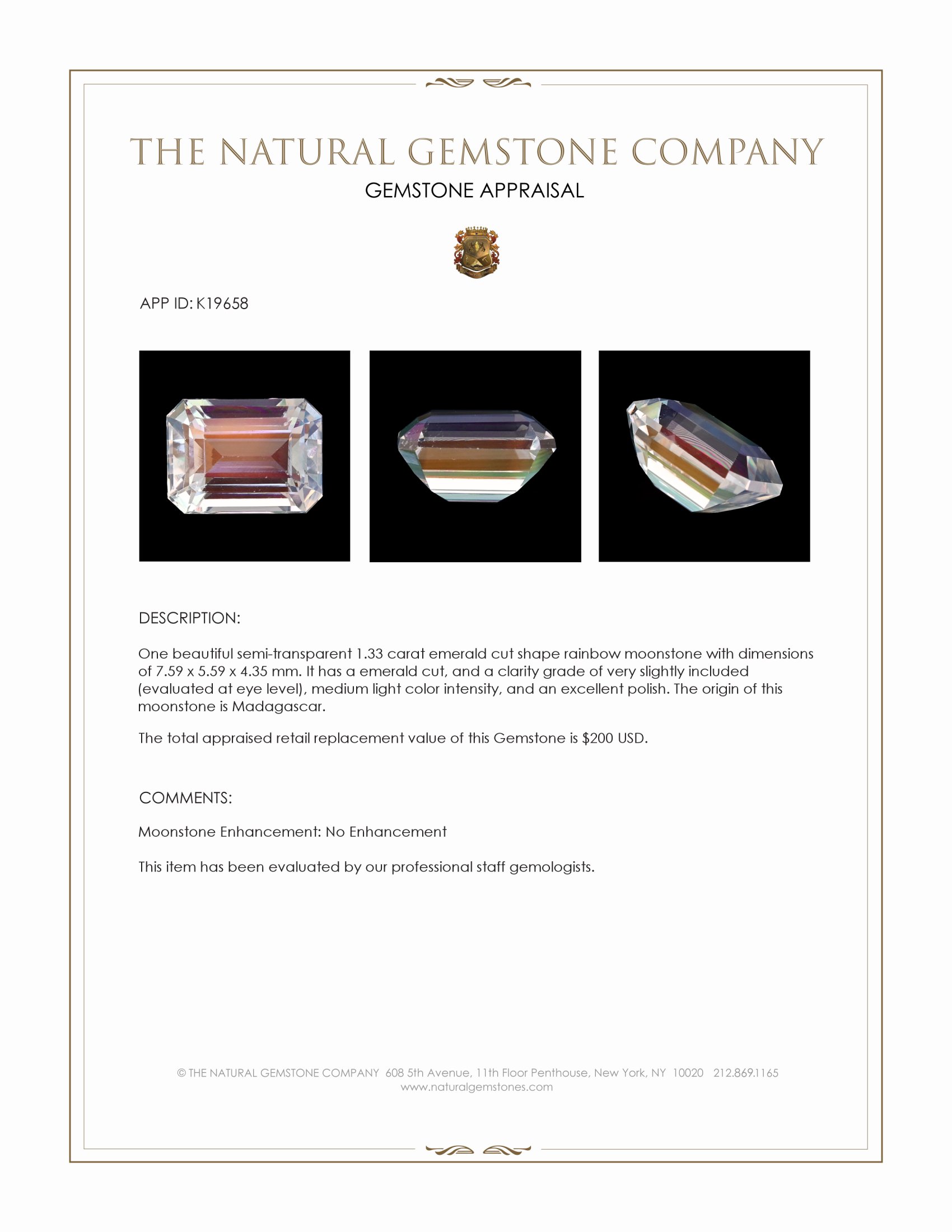 1.33 Ct. Moonstone from Madagascar