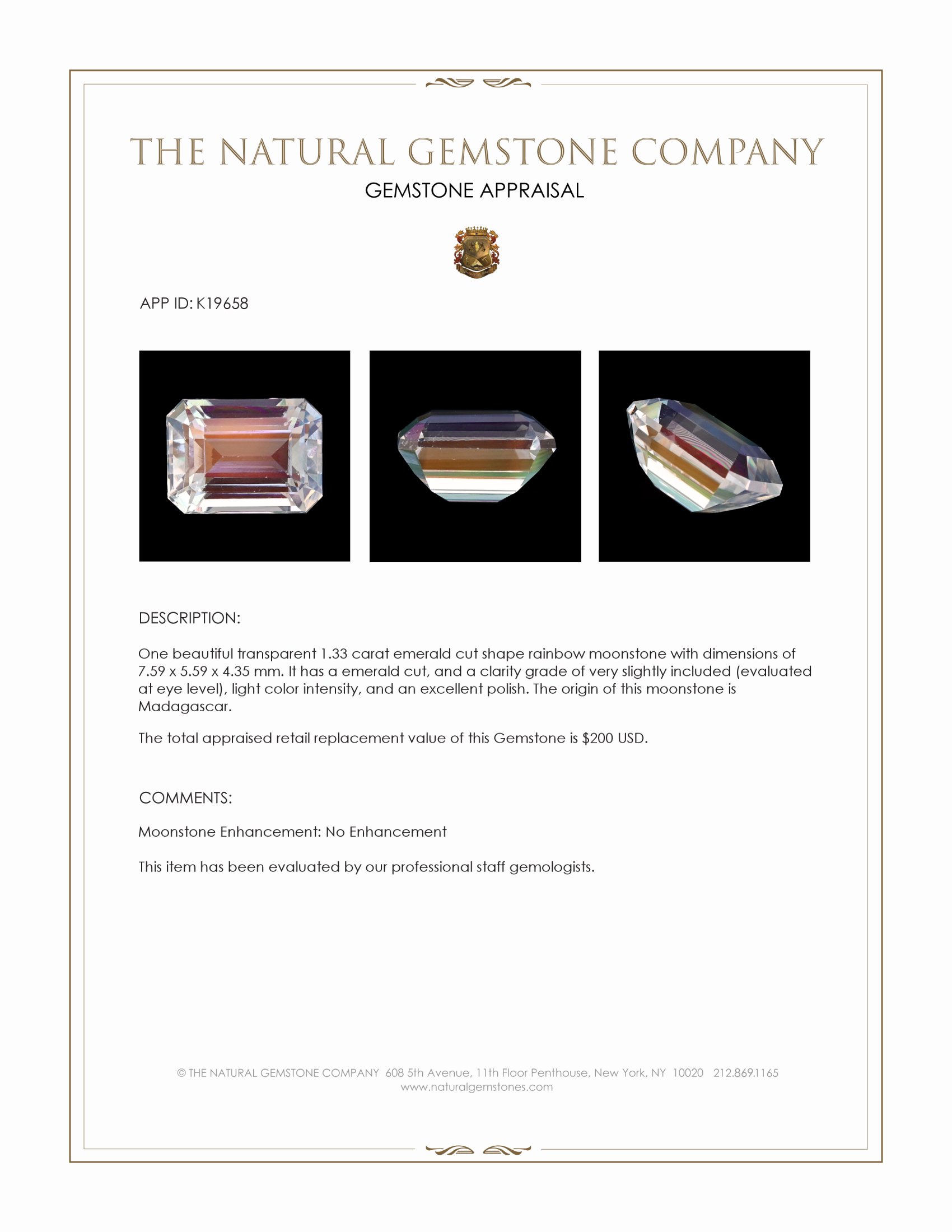 1.33 Ct. Moonstone from Madagascar