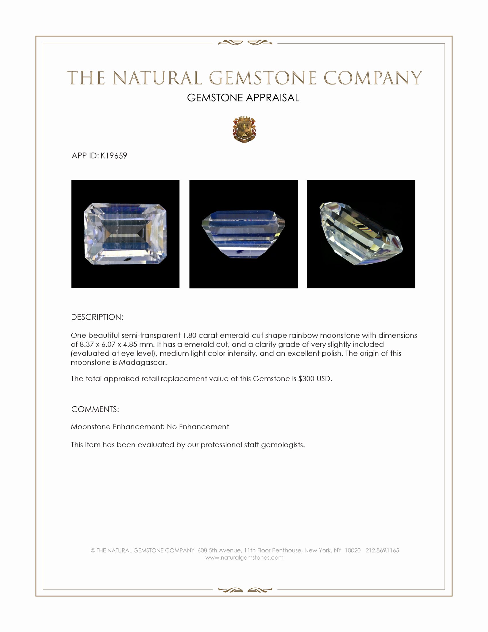 1.80 Ct. Moonstone from Madagascar