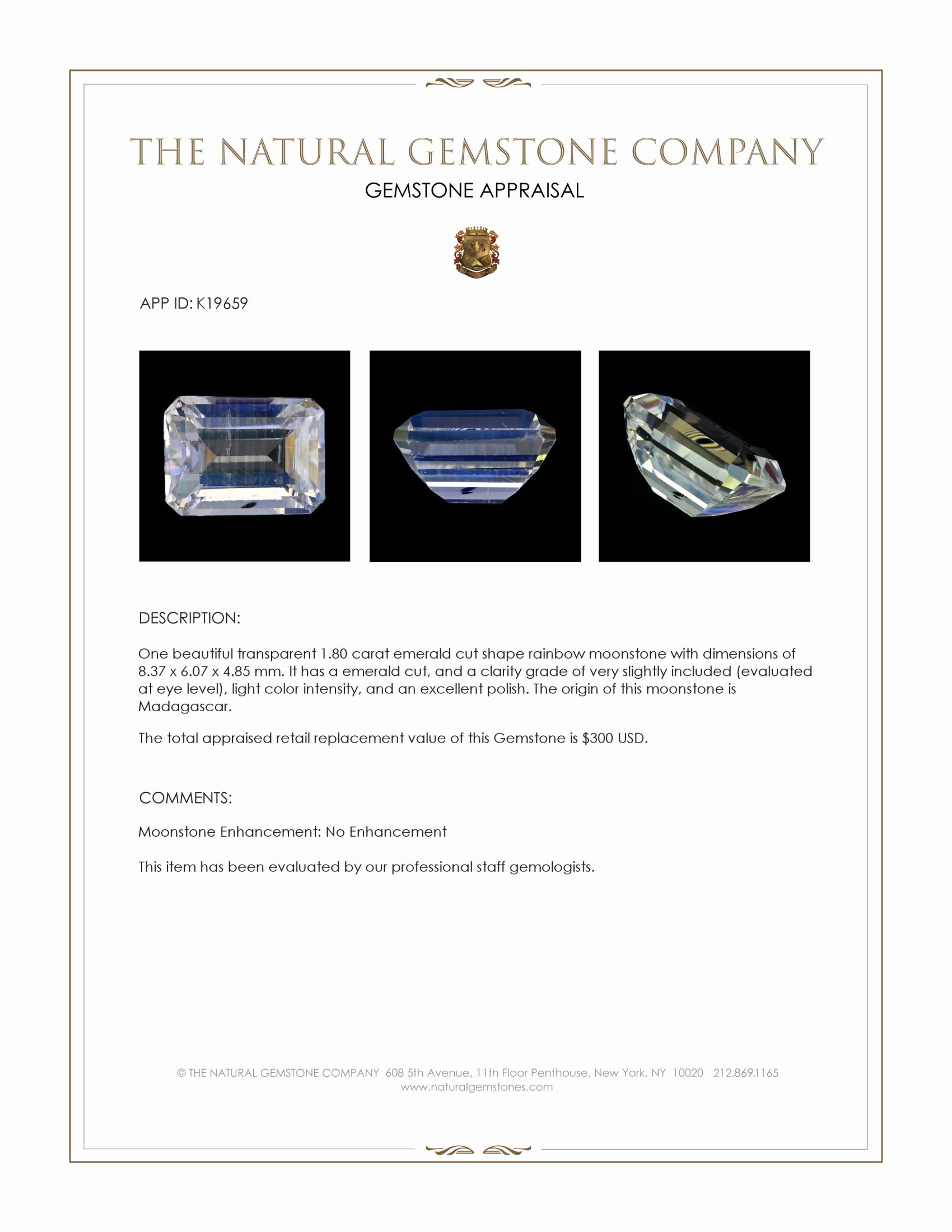 1.80 Ct. Moonstone from Madagascar