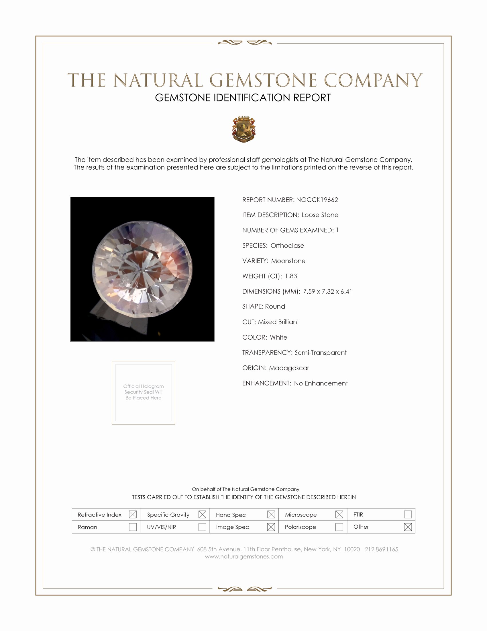 1.83 Ct. Rainbow Moonstone from Madagascar