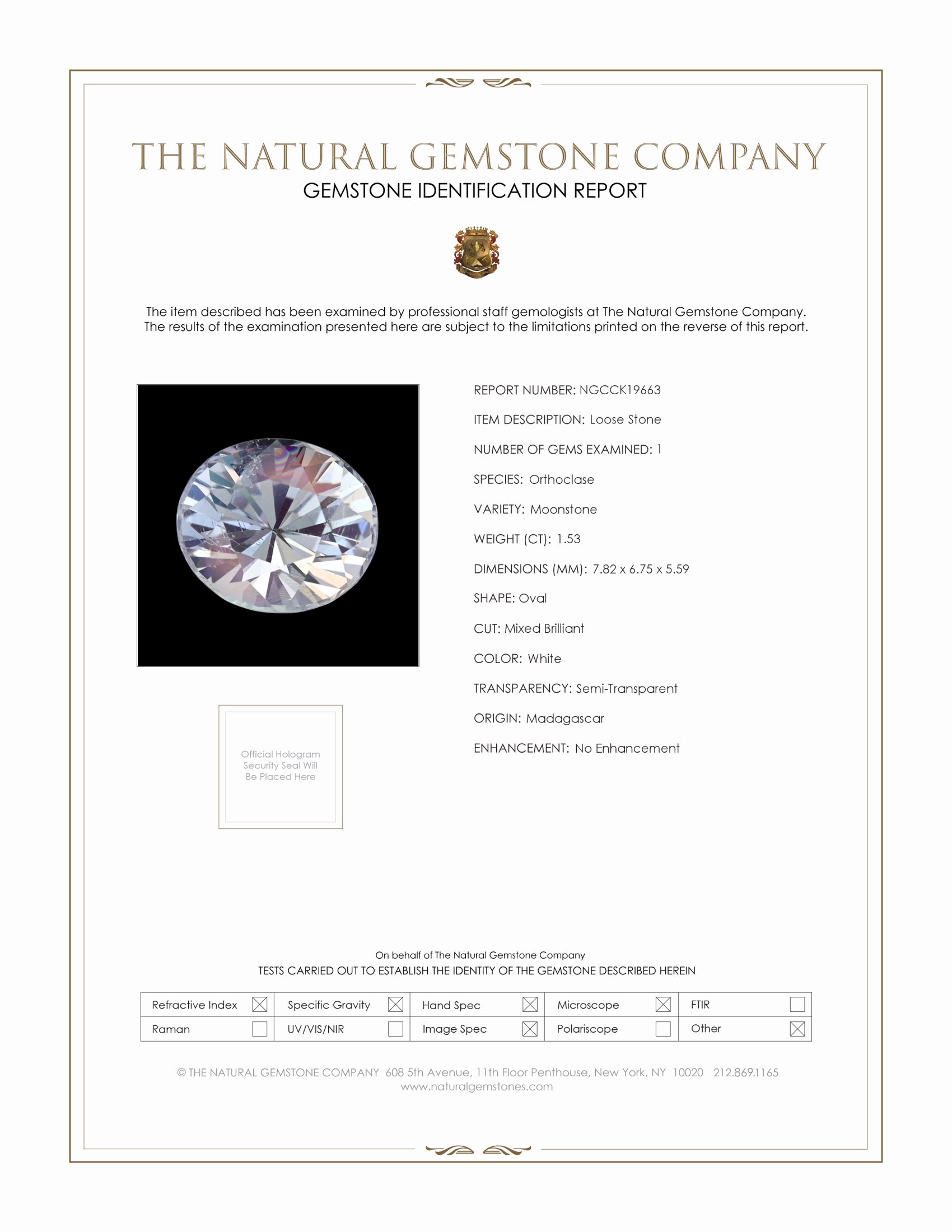 1.53 Ct. Rainbow Moonstone from Madagascar