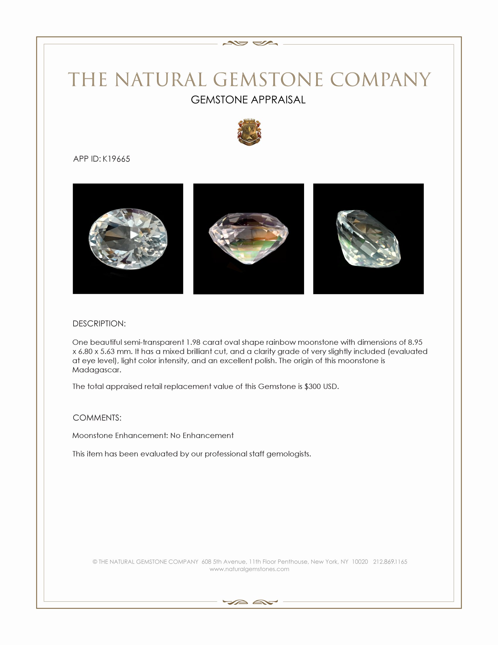 1.98 Ct. Moonstone from Madagascar