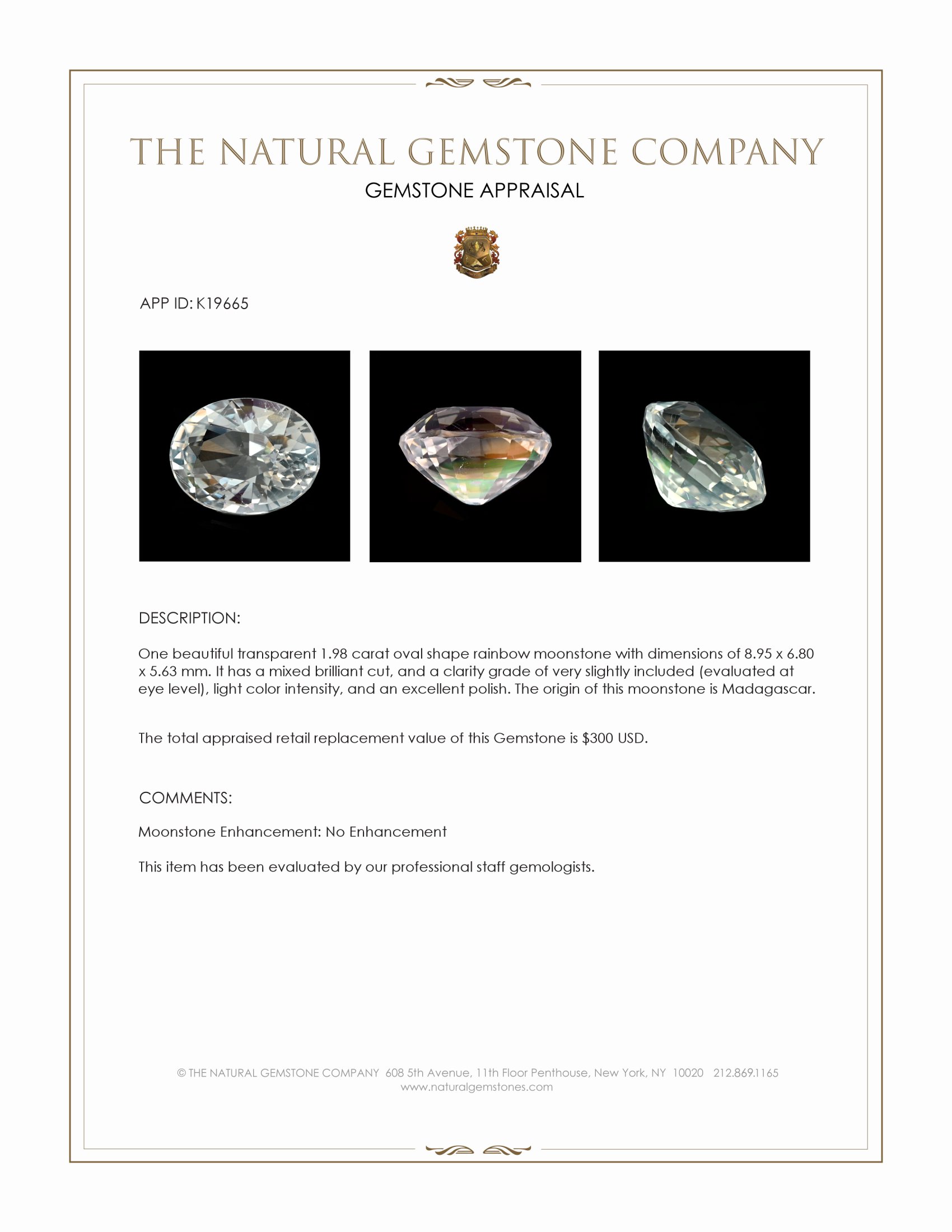 1.98 Ct. Moonstone from Madagascar