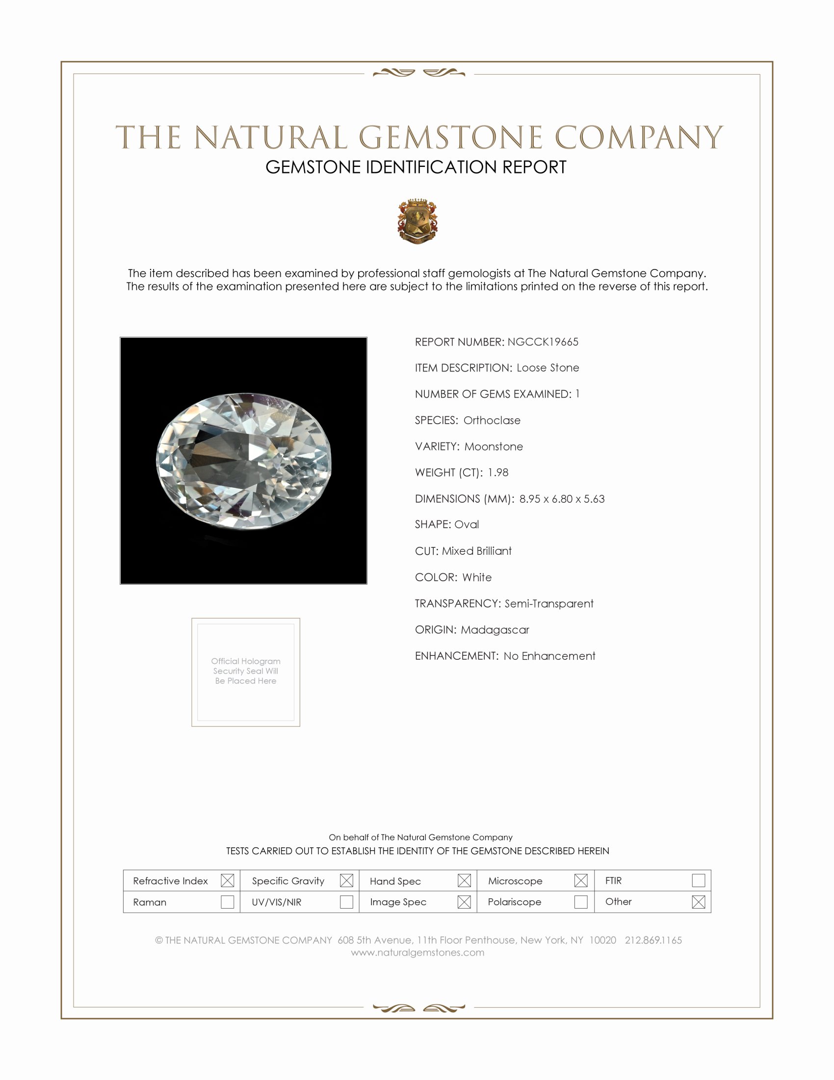 1.98 Ct. Rainbow Moonstone from Madagascar