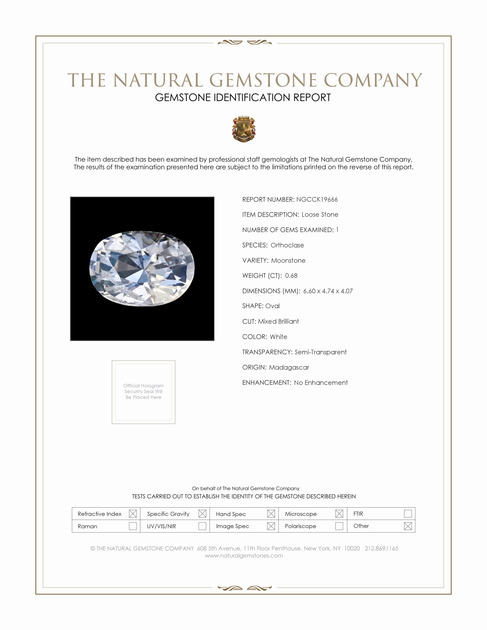 0.68 Ct. Blue Flash Moonstone from Madagascar