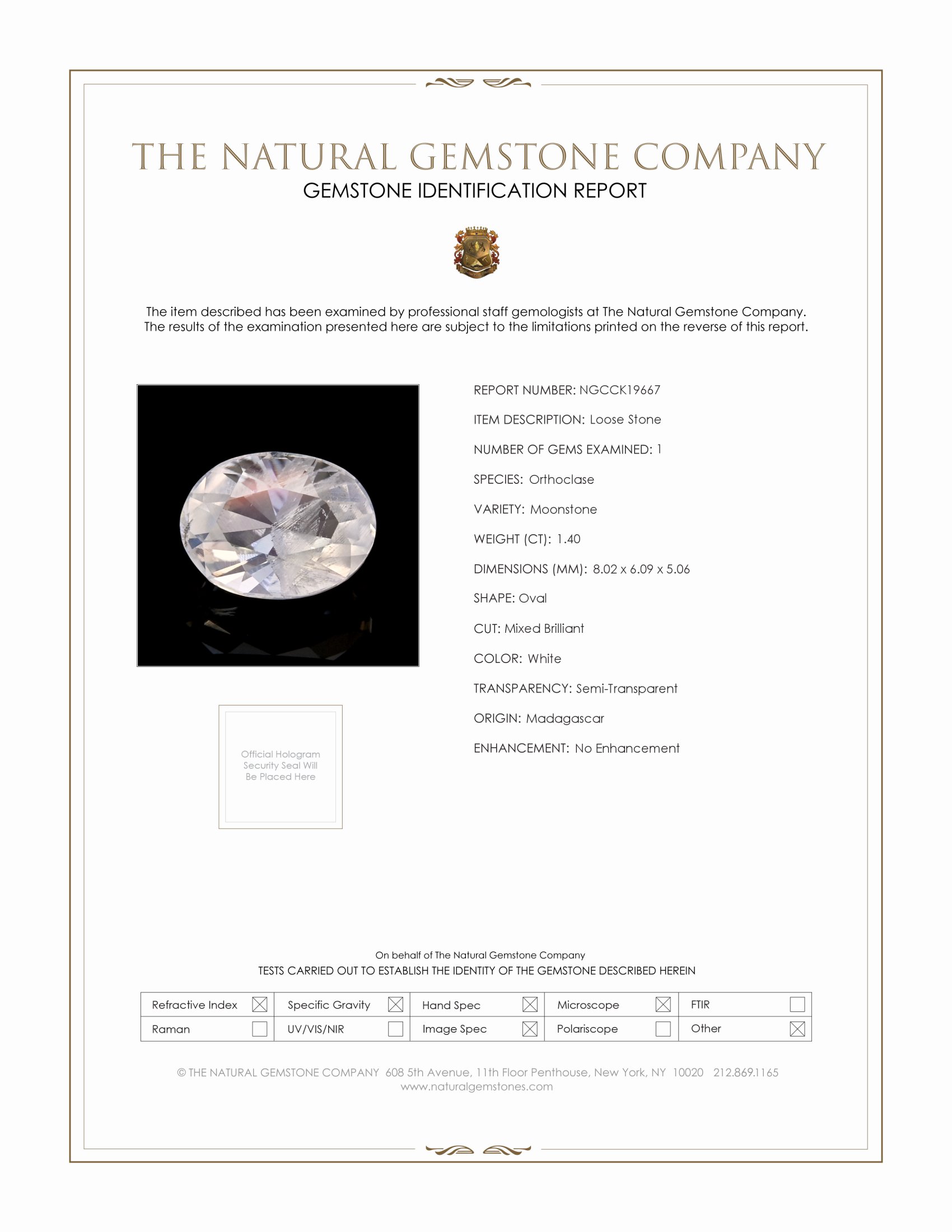 1.40 Ct. Rainbow Moonstone from Madagascar