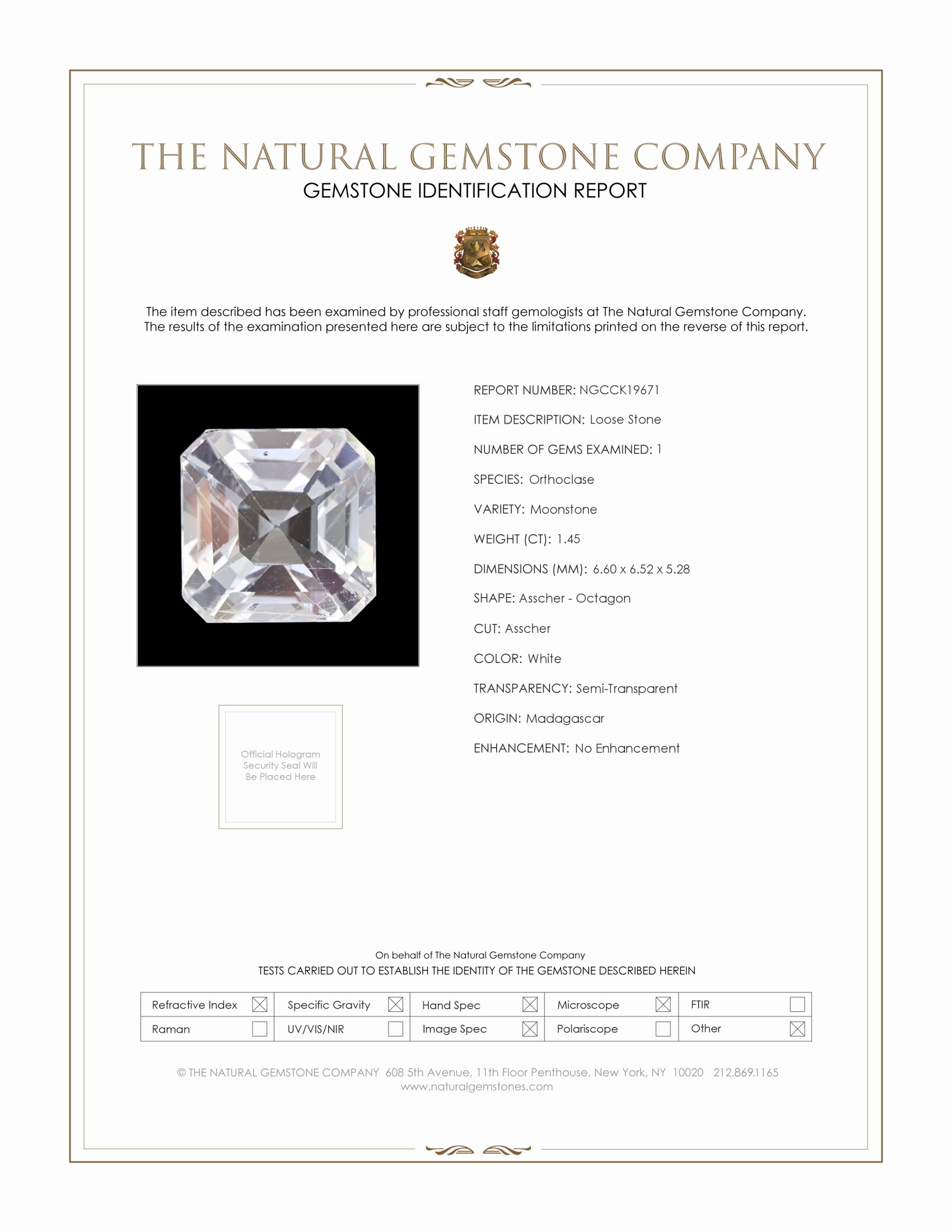1.45 Ct. Rainbow Moonstone from Madagascar