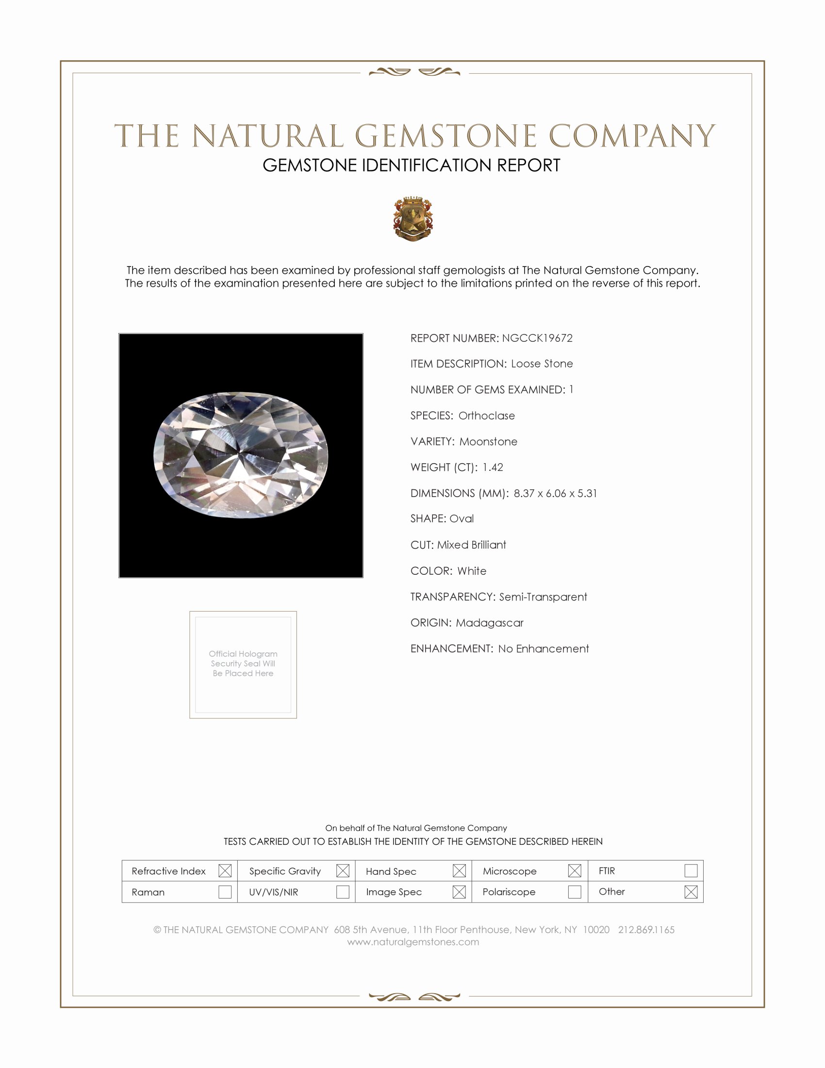 1.42 Ct. Rainbow Moonstone from Madagascar
