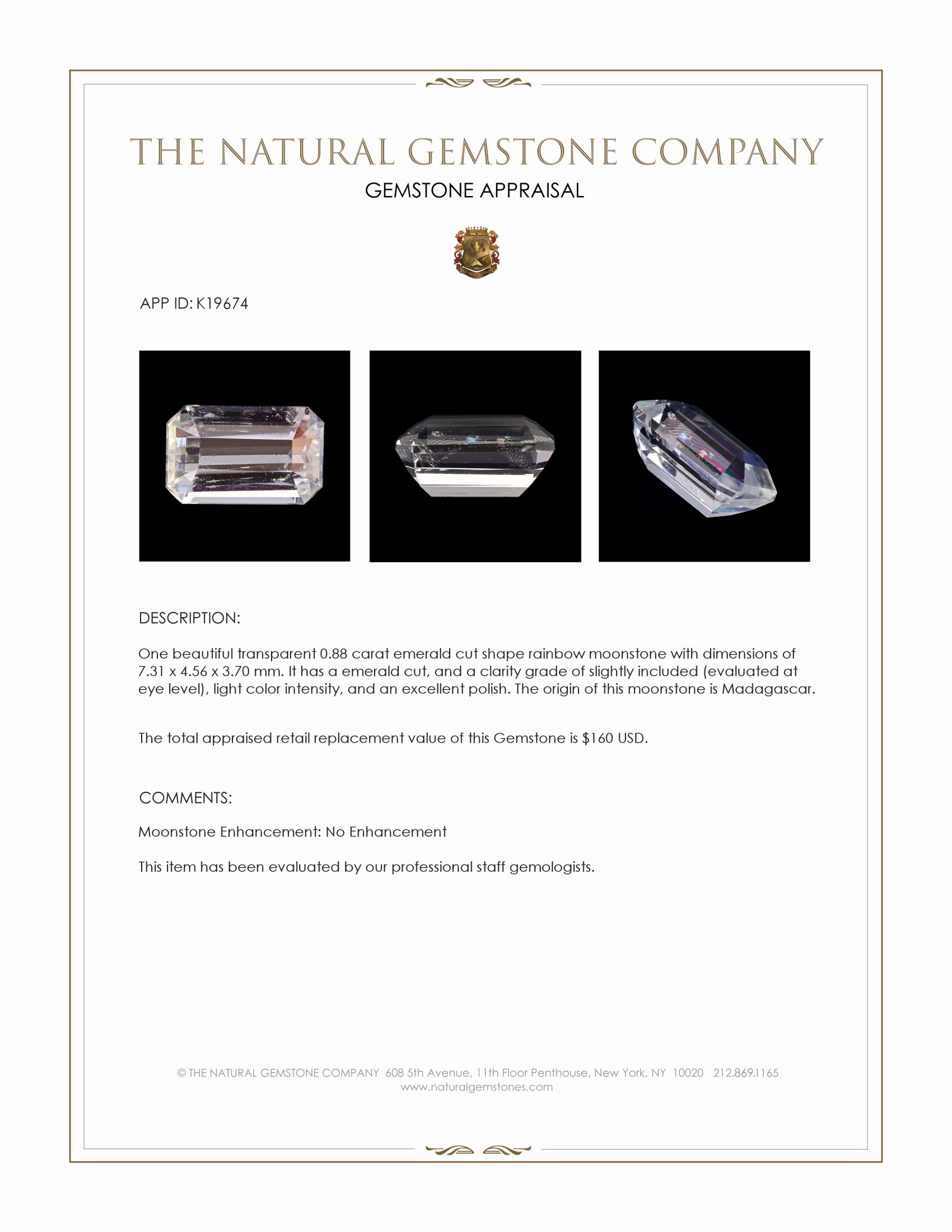 0.88 Ct. Moonstone from Madagascar