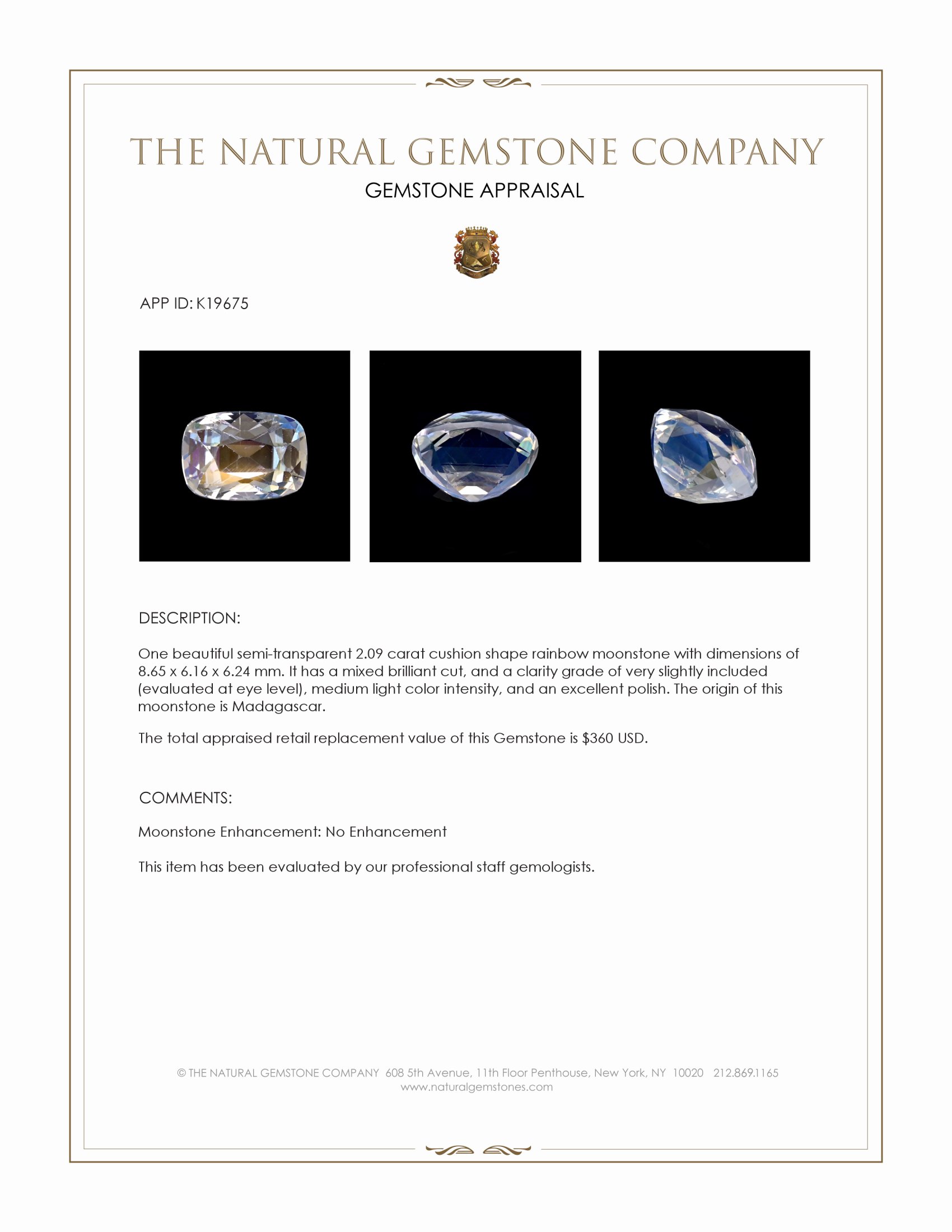 2.09 Ct. Moonstone from Madagascar