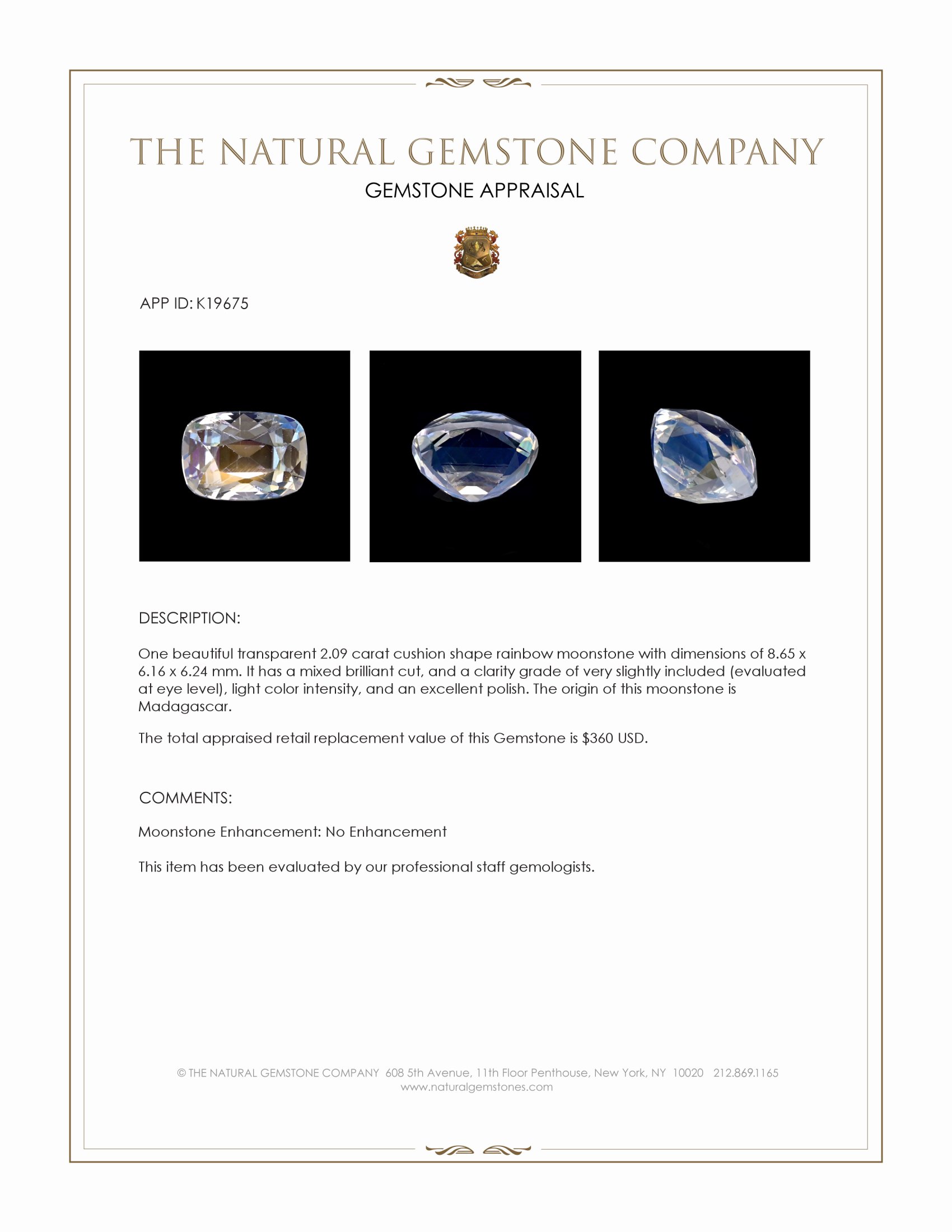 2.09 Ct. Moonstone from Madagascar