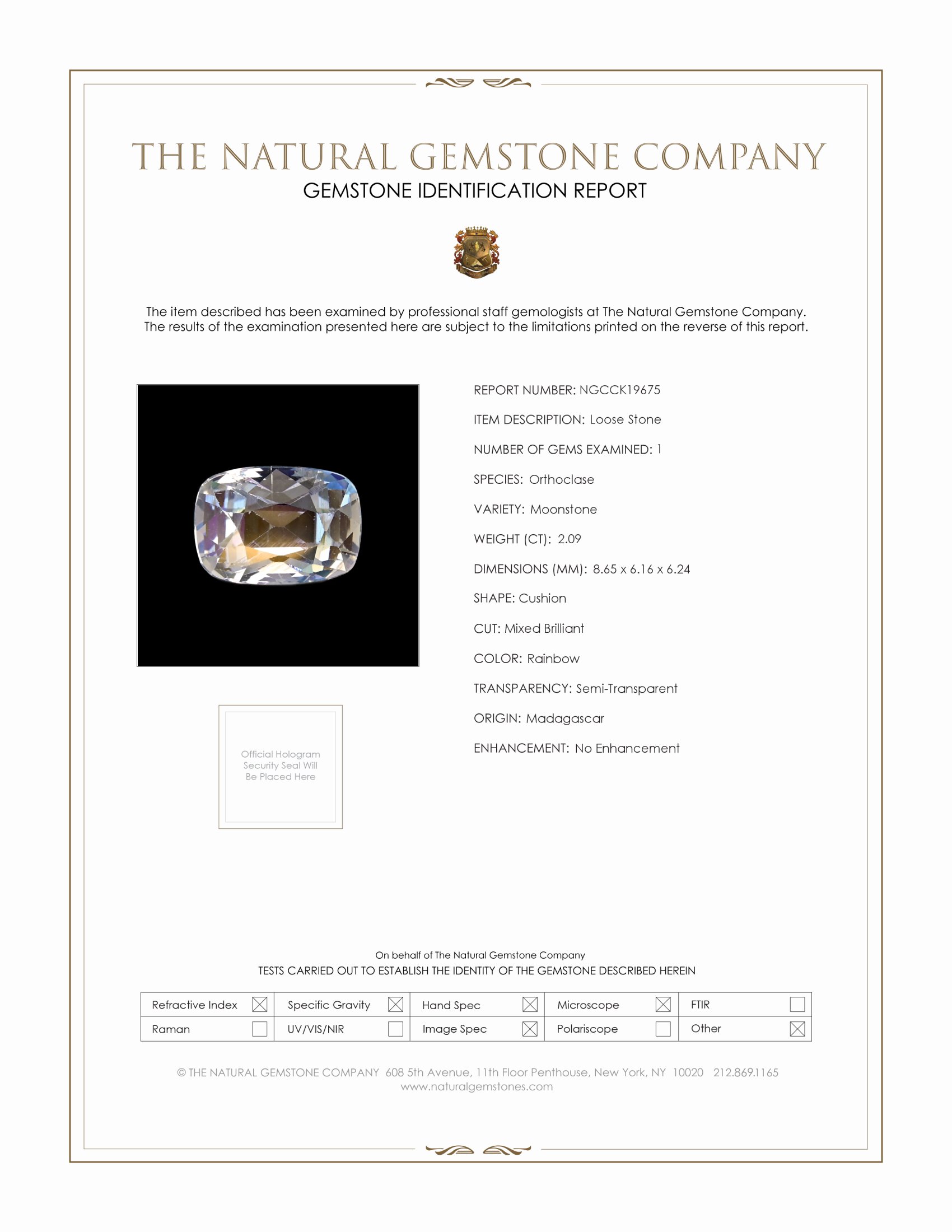 2.09 Ct. Rainbow Moonstone from Madagascar
