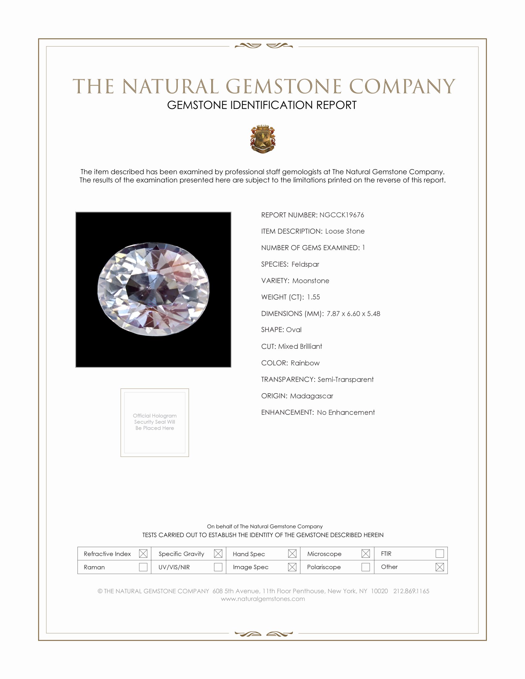 1.55 Ct. Moonstone from Madagascar