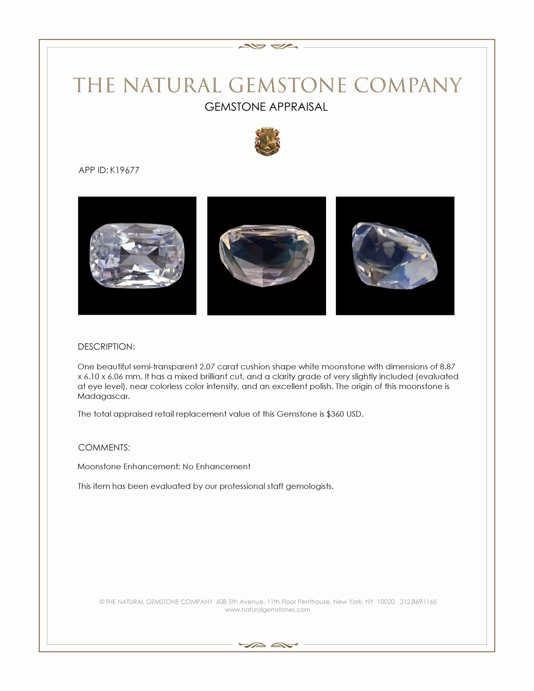 2.07 Ct. Moonstone from Madagascar