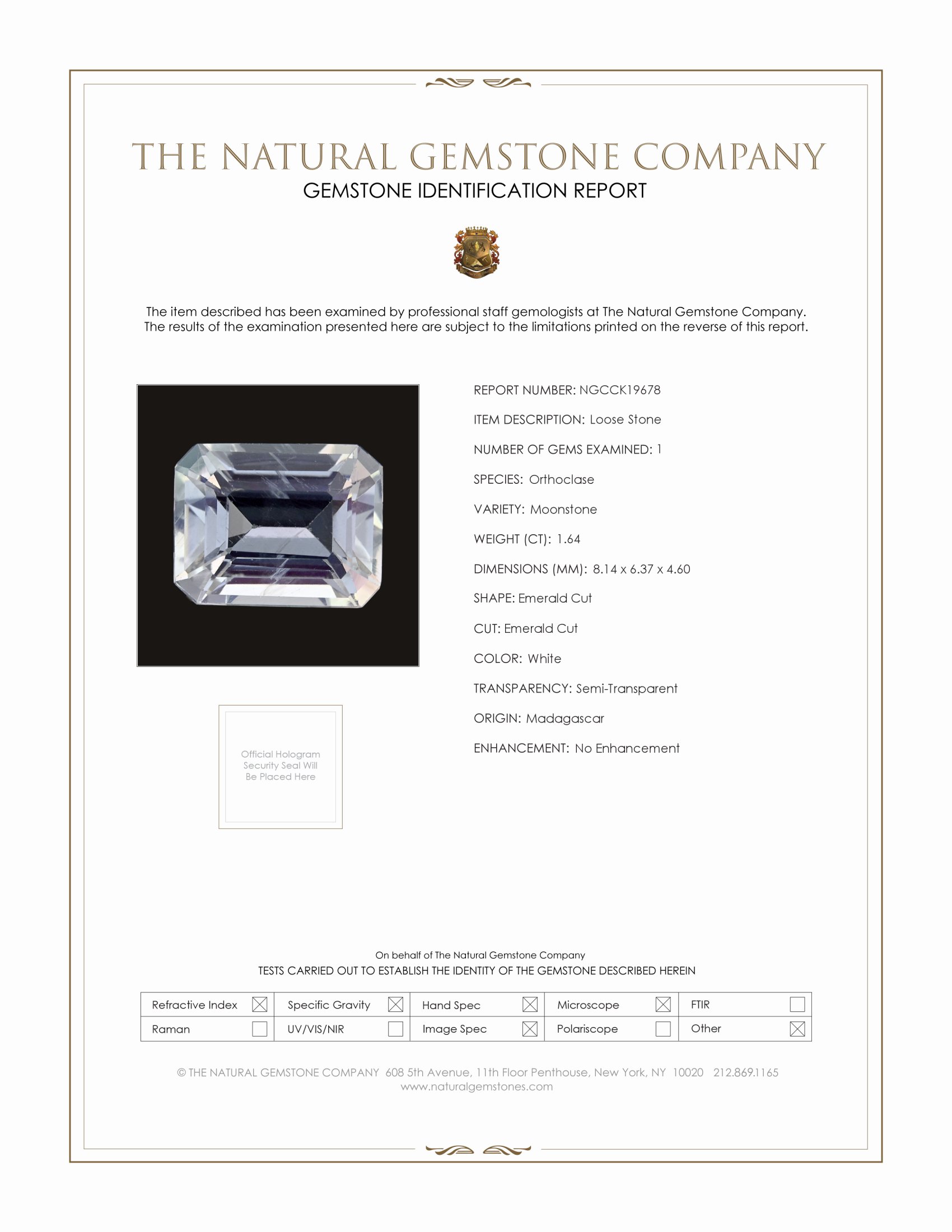 1.64 Ct. Rainbow Moonstone from Madagascar