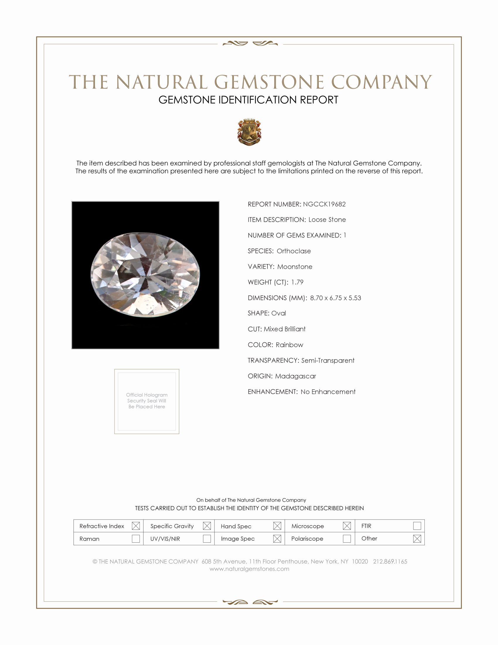 1.79 Ct. Rainbow Moonstone from Madagascar