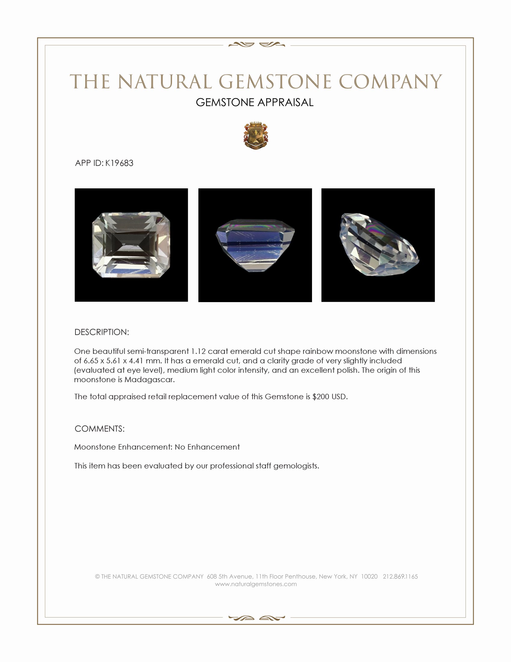 1.12 Ct. Moonstone from Madagascar