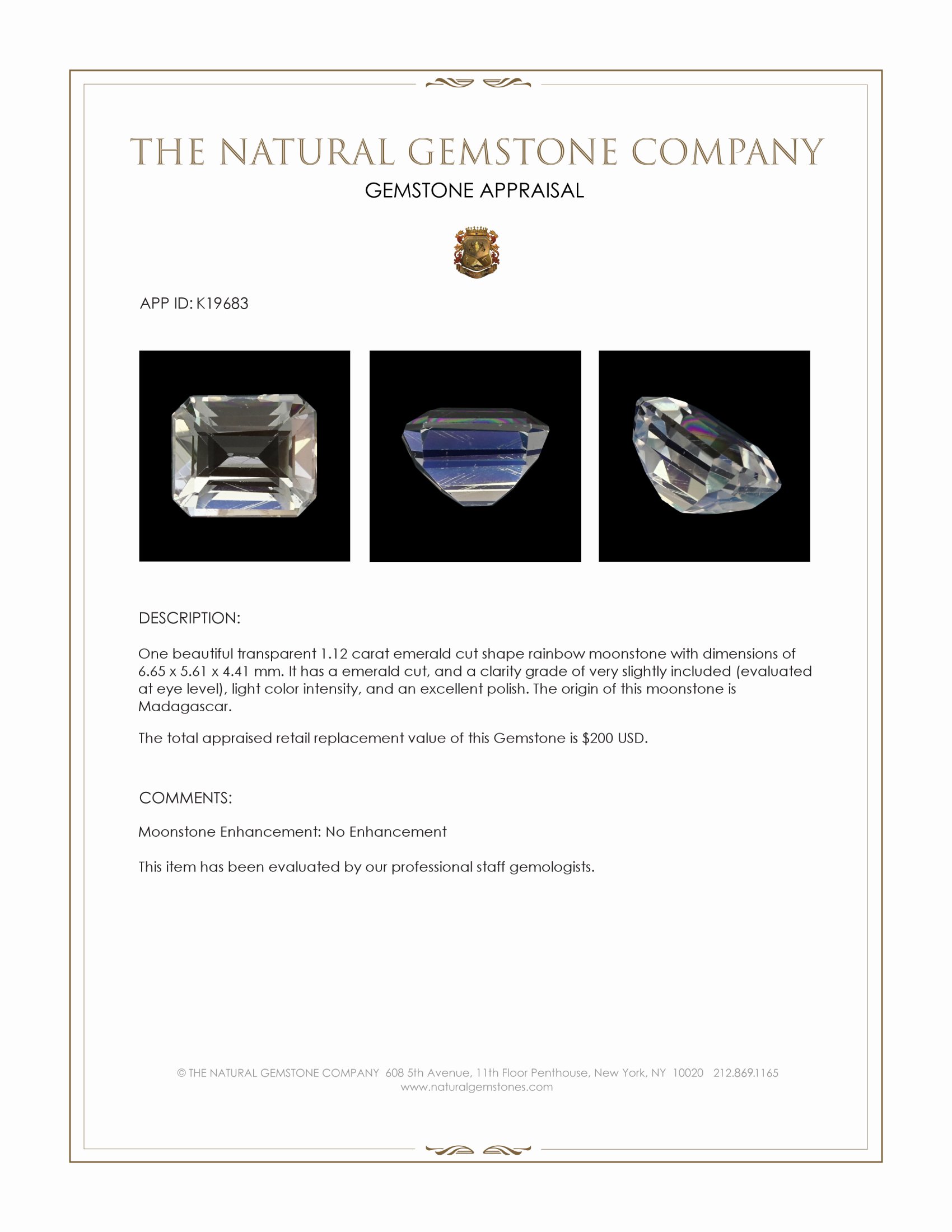 1.12 Ct. Moonstone from Madagascar