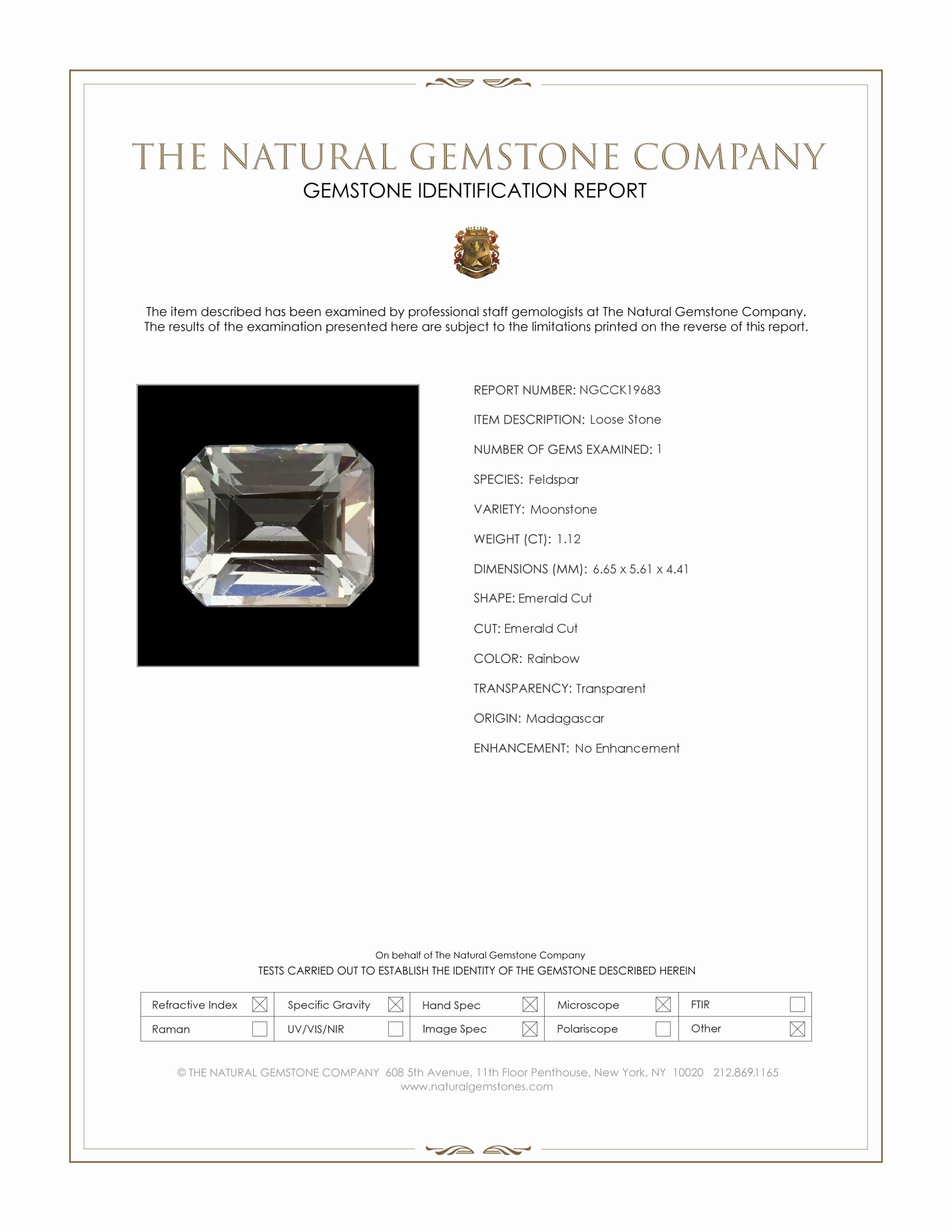 1.12 Ct. Rainbow Moonstone from Madagascar