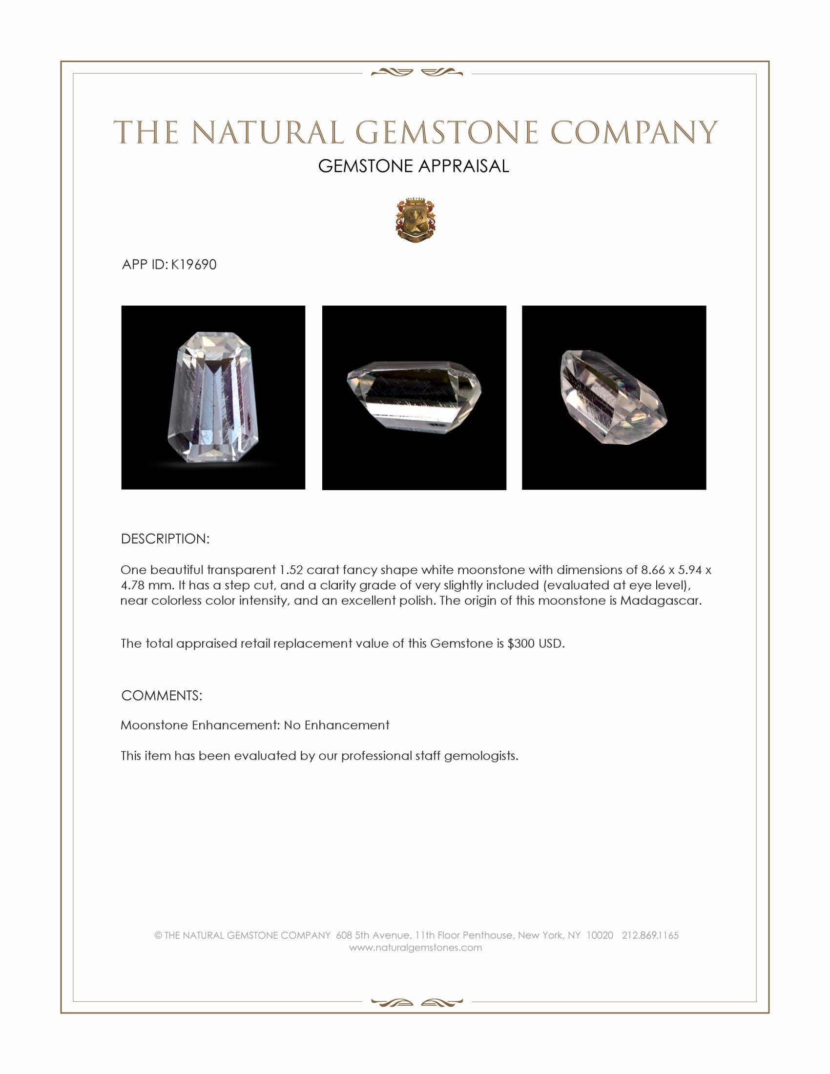 1.52 Ct. Moonstone from Madagascar