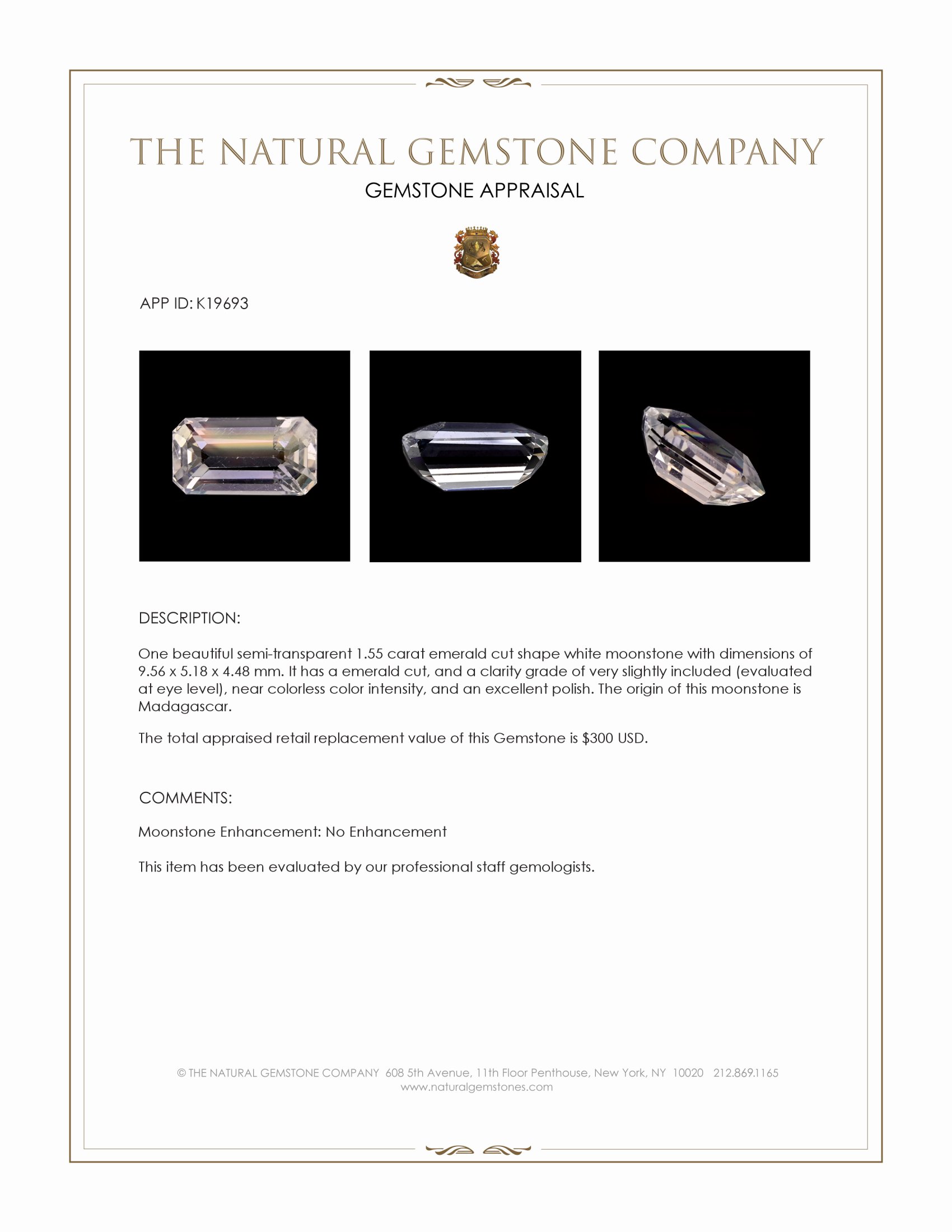 1.55 Ct. Moonstone from Madagascar