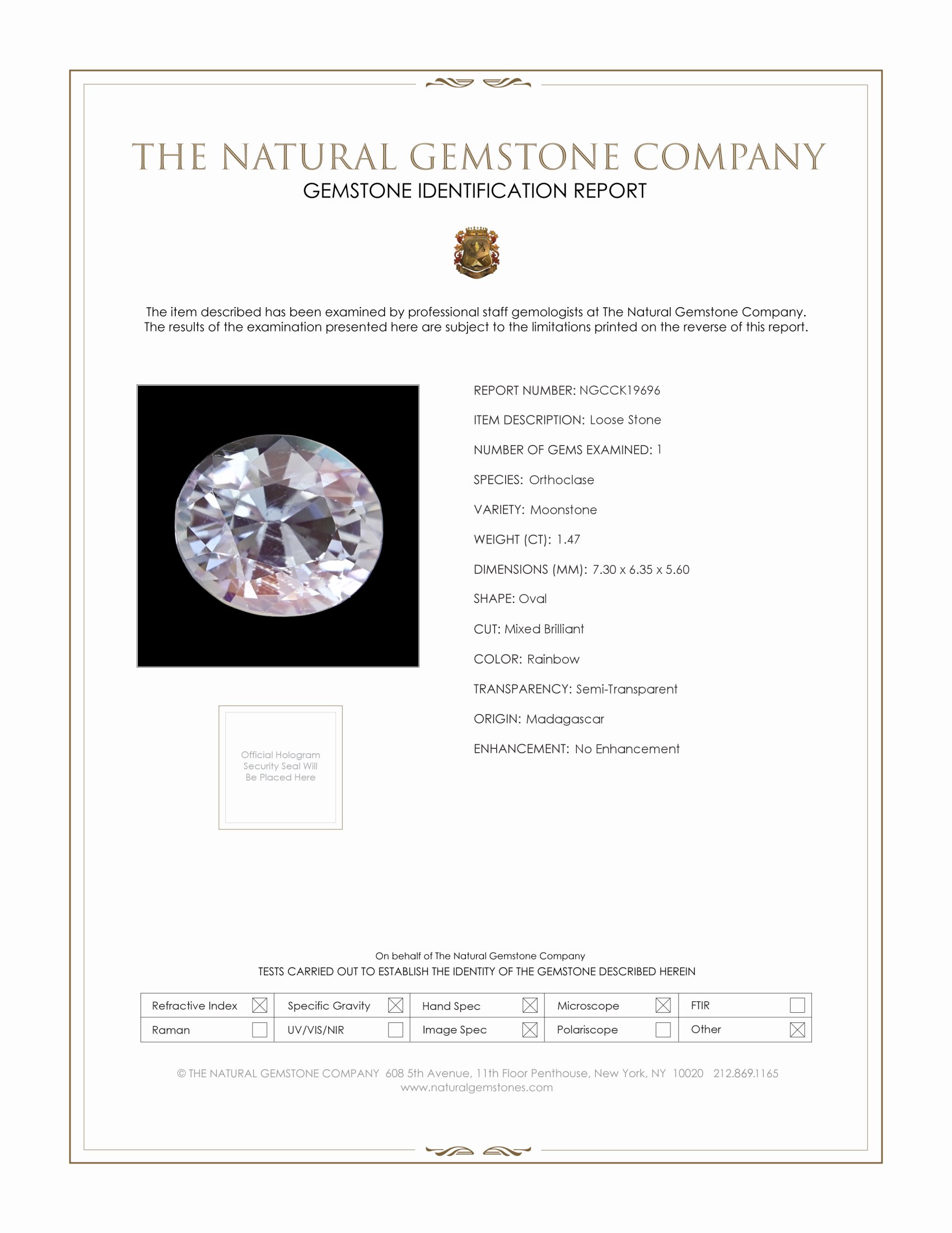 1.47 Ct. Rainbow Moonstone from Madagascar