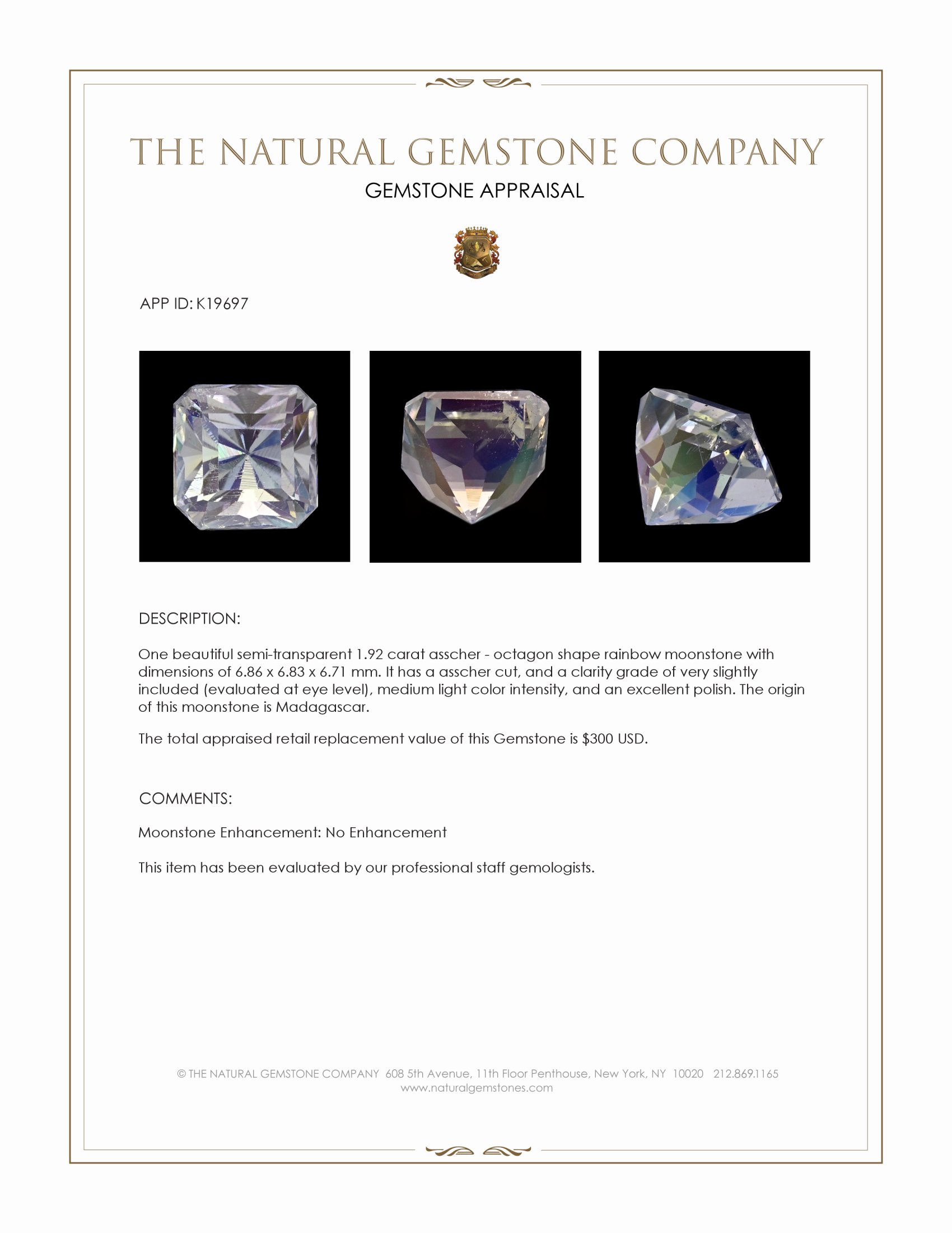 1.92 Ct. Moonstone from Madagascar