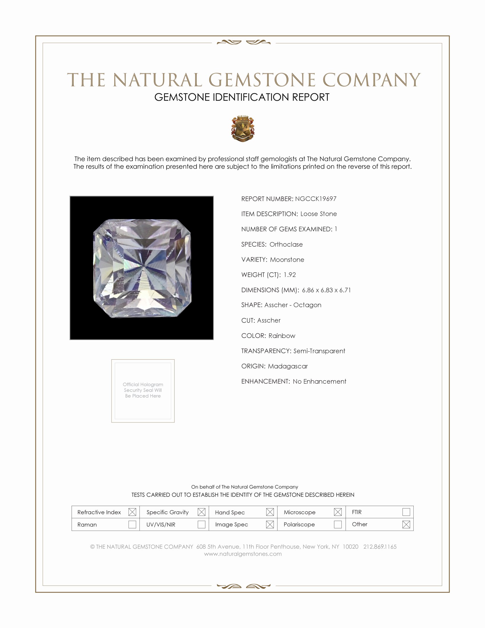 1.92 Ct. Rainbow Moonstone from Madagascar