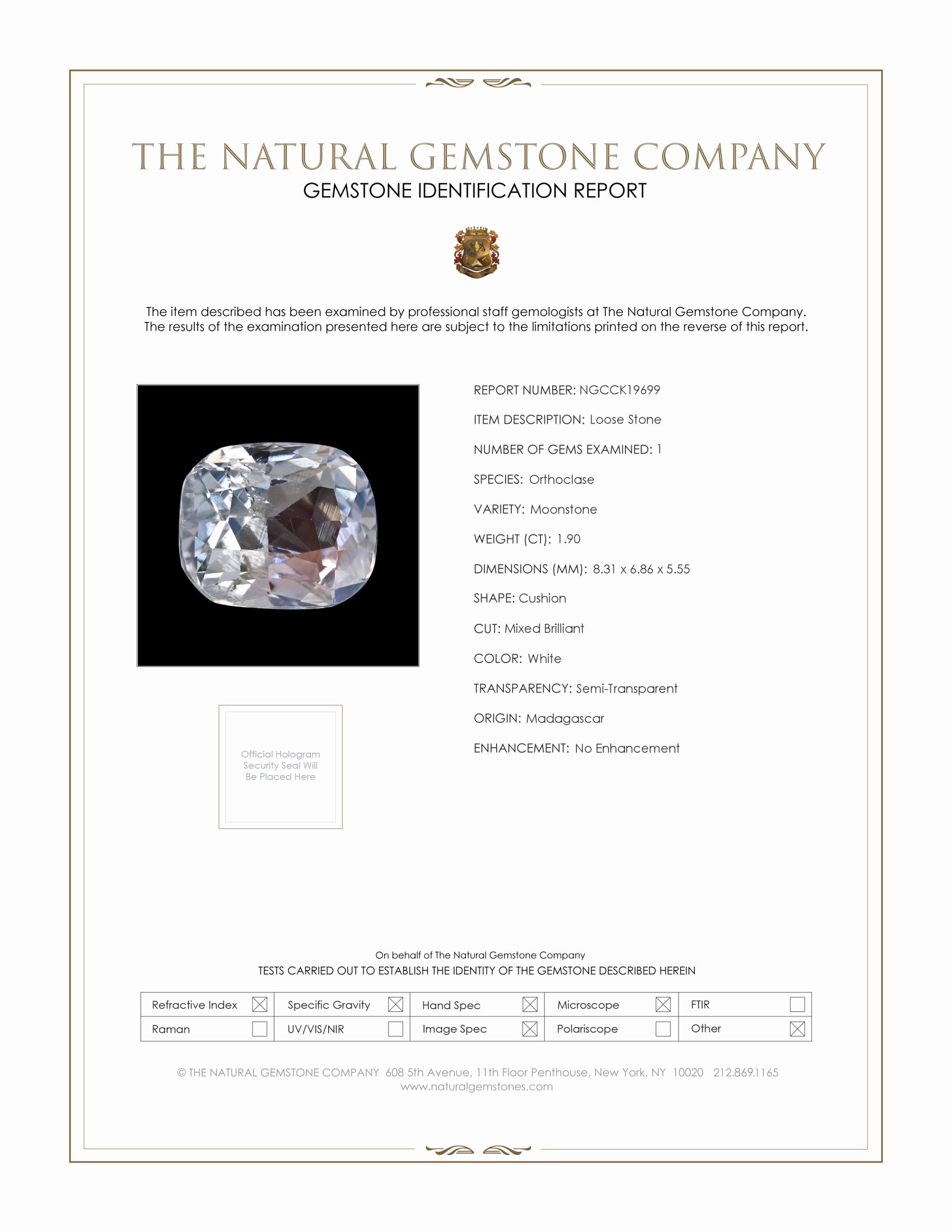 1.90 Ct. Rainbow Moonstone from Madagascar