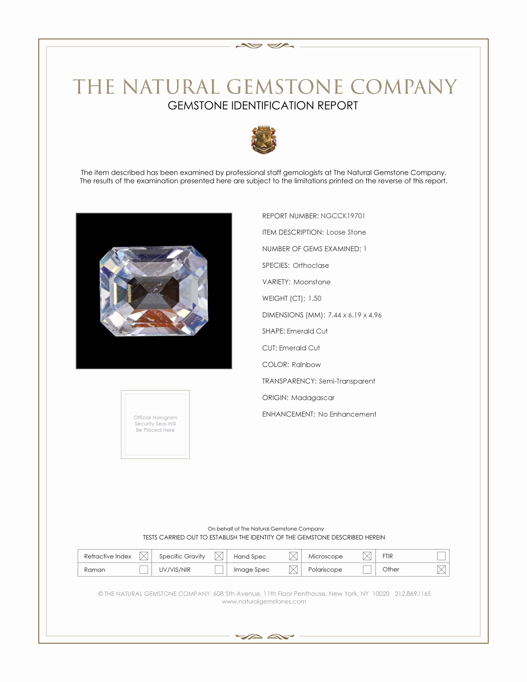 1.50 Ct. Rainbow Moonstone from Madagascar
