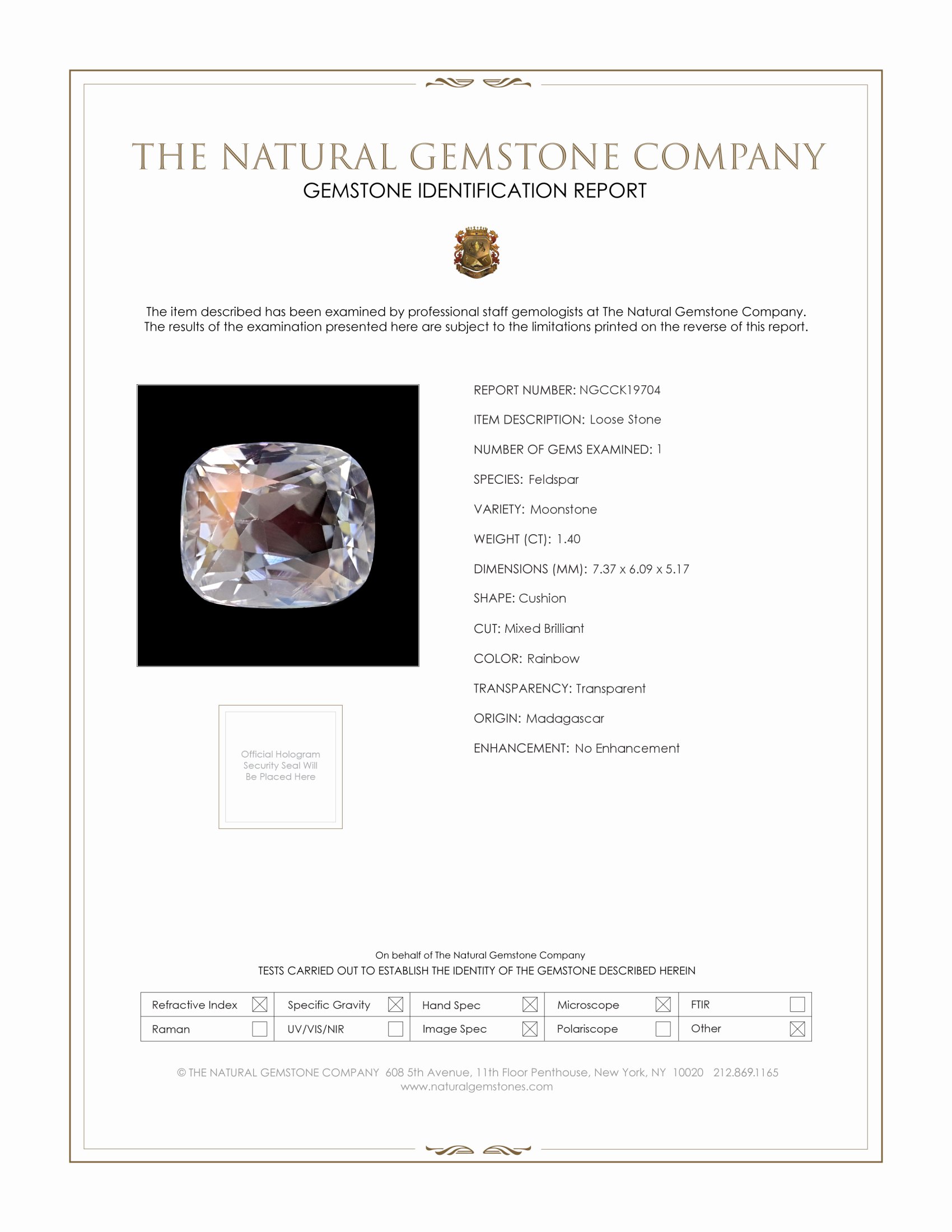 1.40 Ct. Rainbow Moonstone from Madagascar