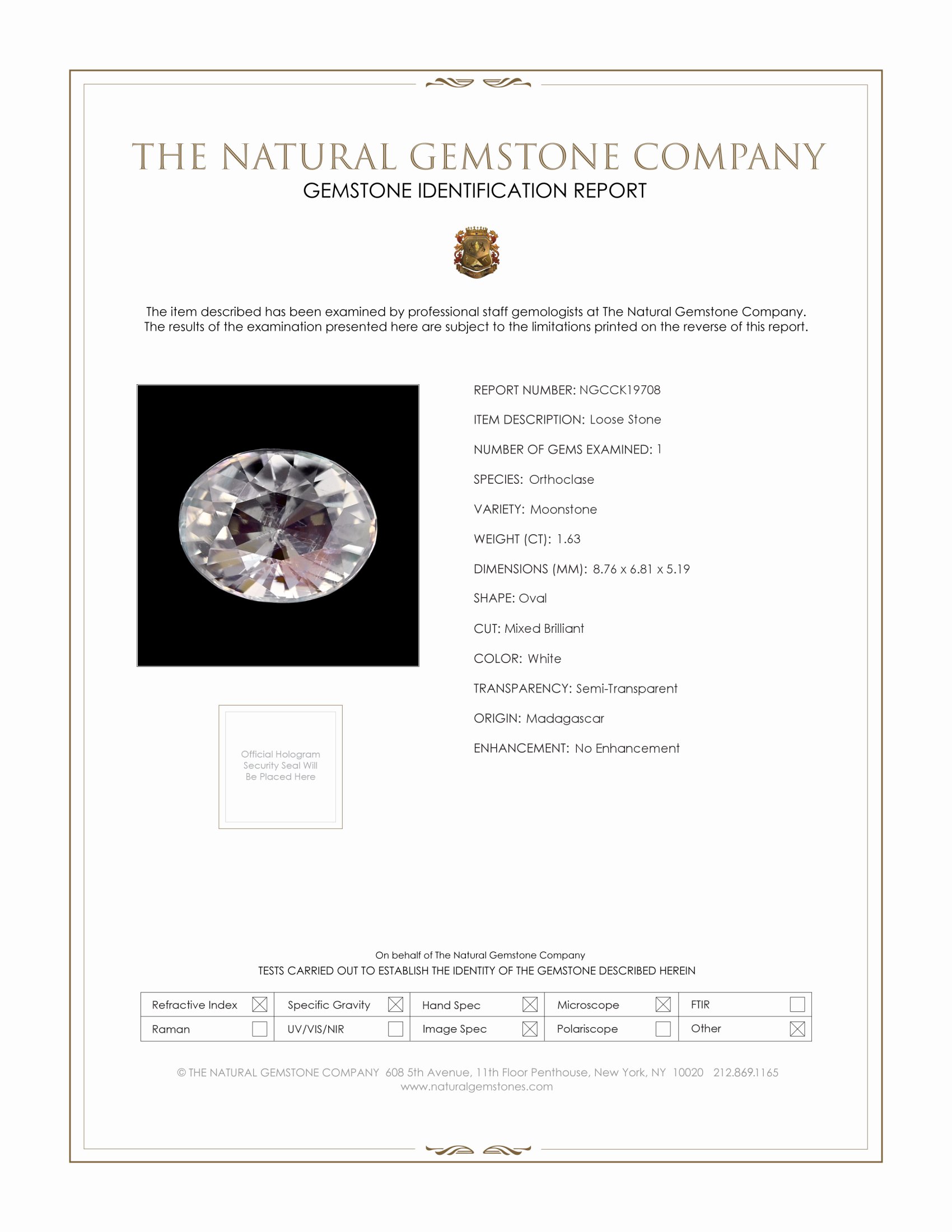 1.63 Ct. Rainbow Moonstone from Madagascar