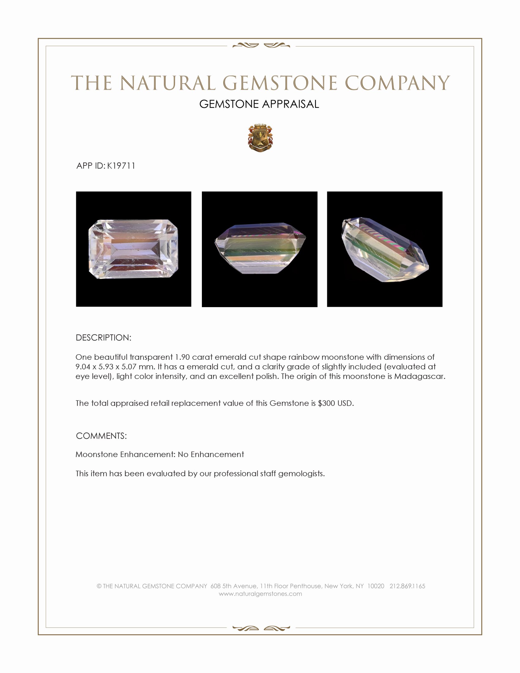 1.90 Ct. Moonstone from Madagascar