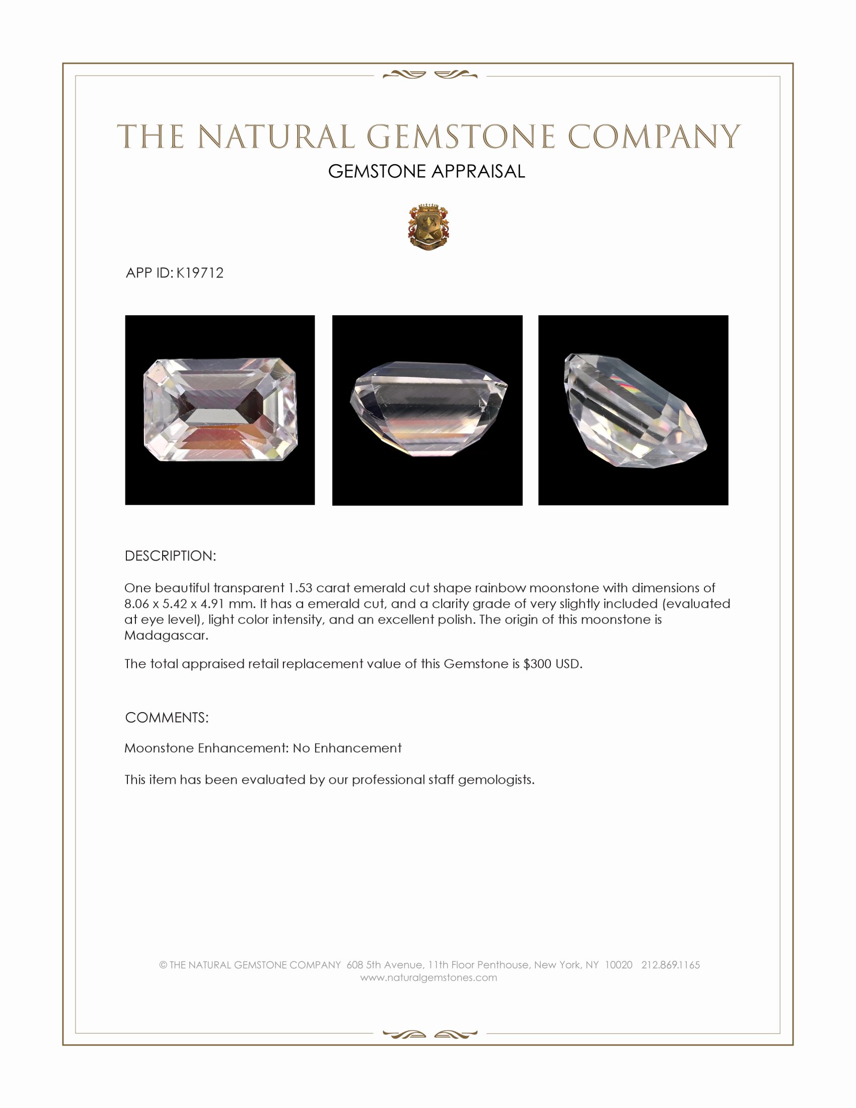 1.53 Ct. Moonstone from Madagascar