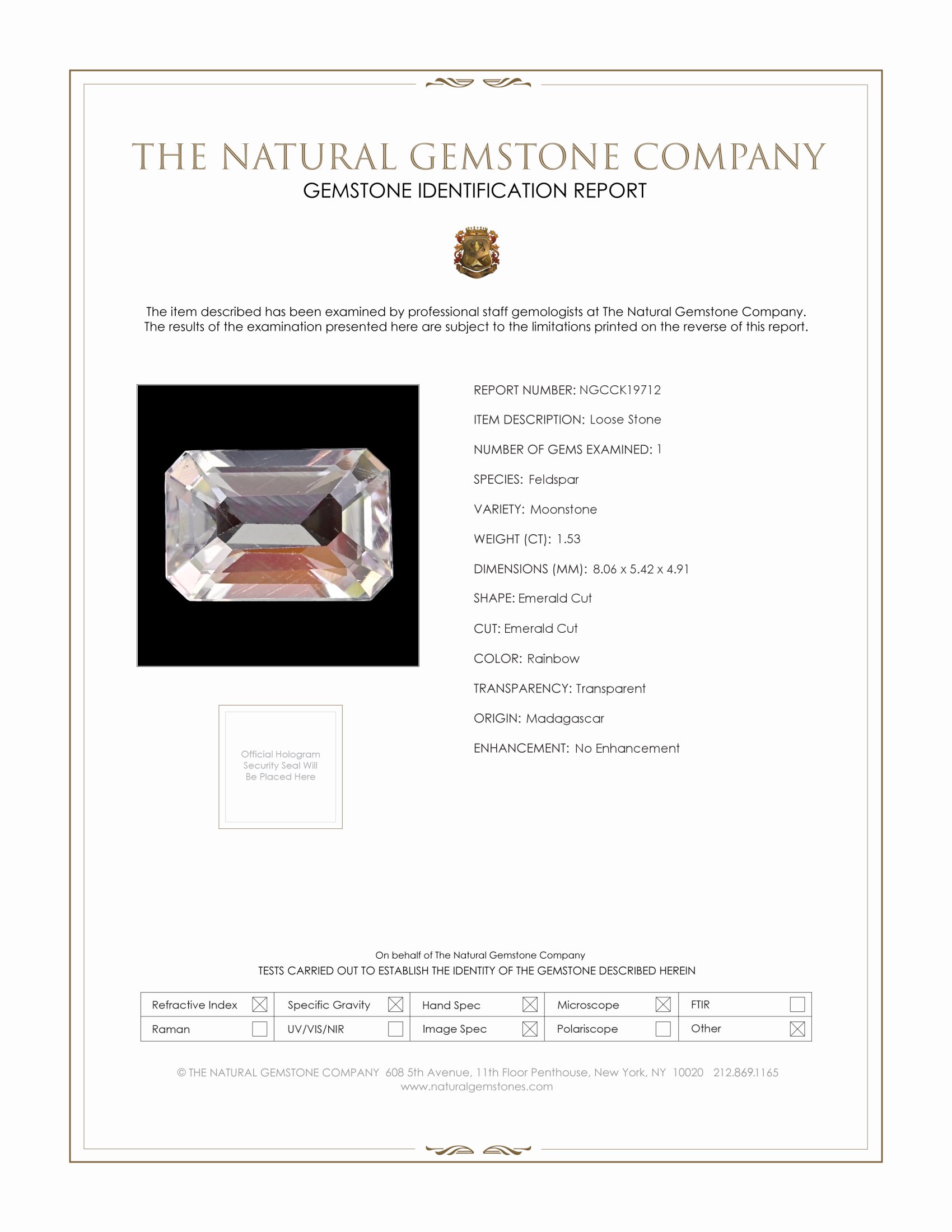 1.53 Ct. Rainbow Moonstone from Madagascar
