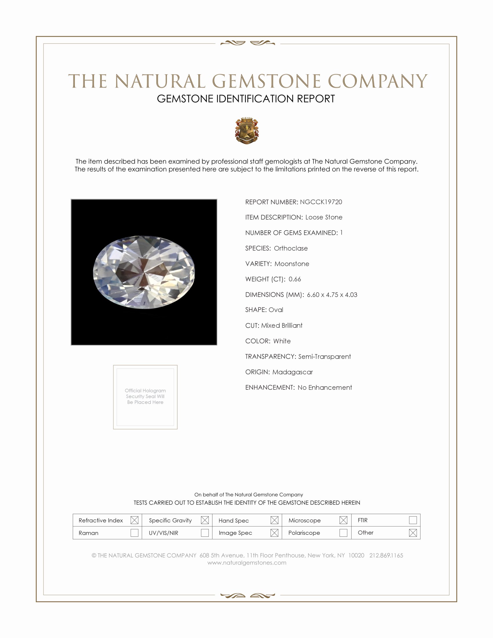 0.66 Ct. Blue Flash Moonstone from Madagascar