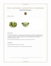 1.12 Ct. Yellowish Green Chrysoberyl from Ceylon (Sri Lanka) Appraisal