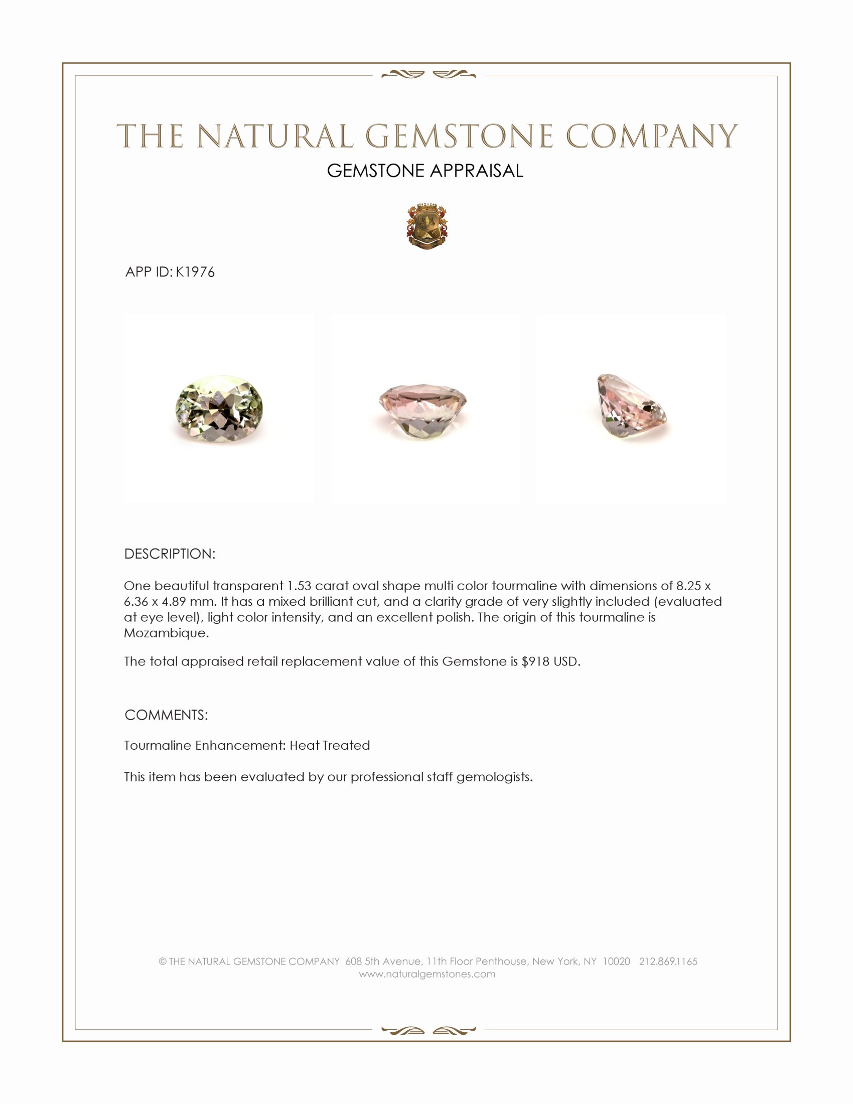 1.53 Ct. Multi Color Tourmaline from Mozambique