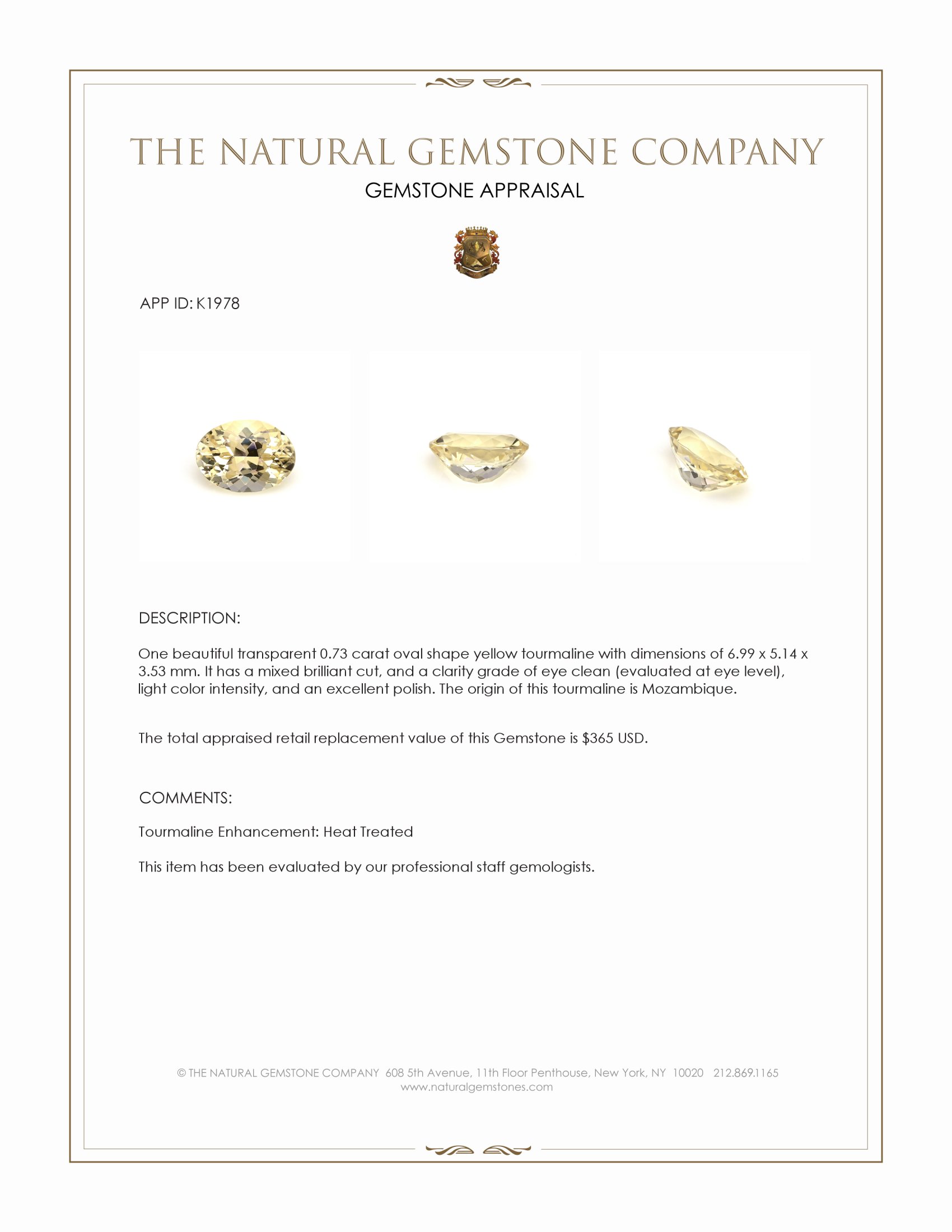 0.73 Ct. Tourmaline from Mozambique