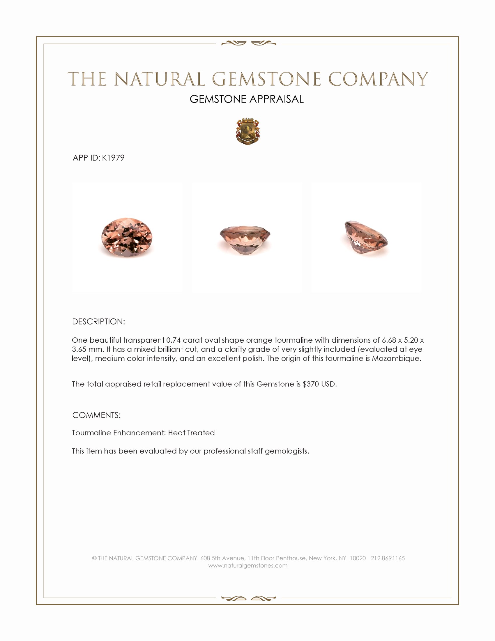 0.74 Ct. Tourmaline from Mozambique