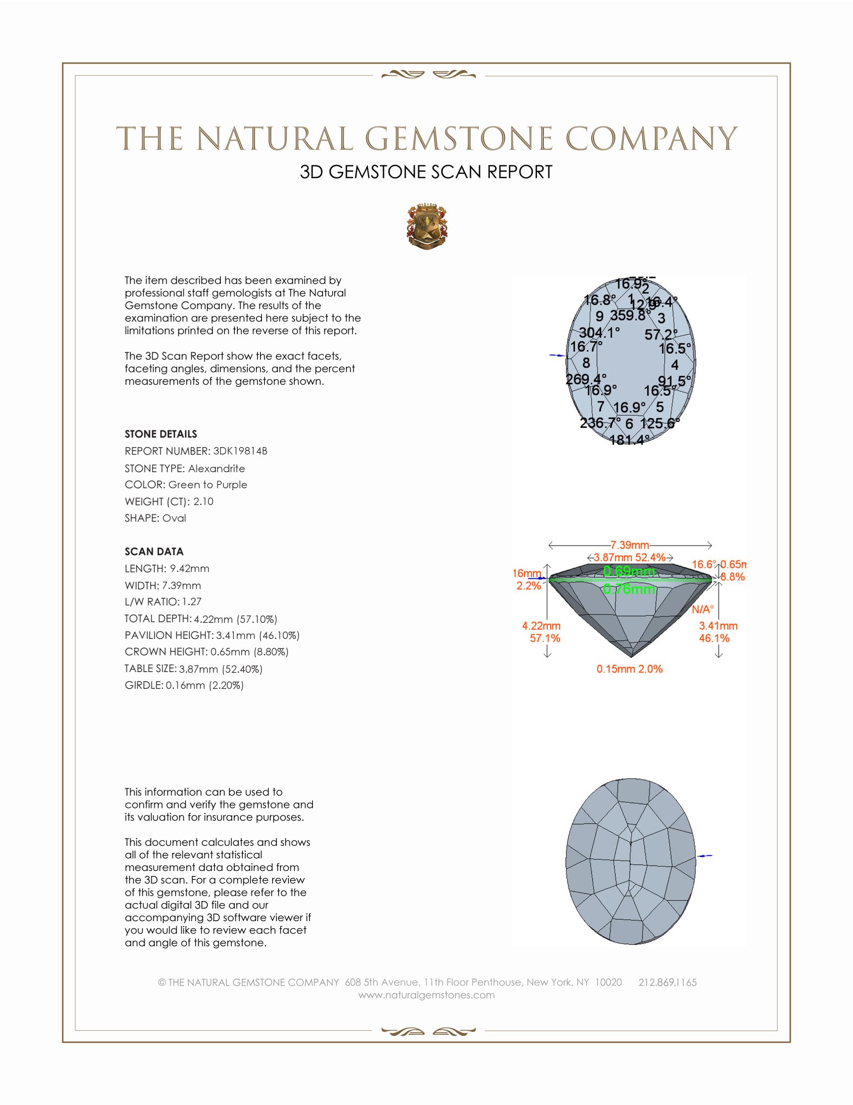 2.10 Ct. Alexandrite from Brazil