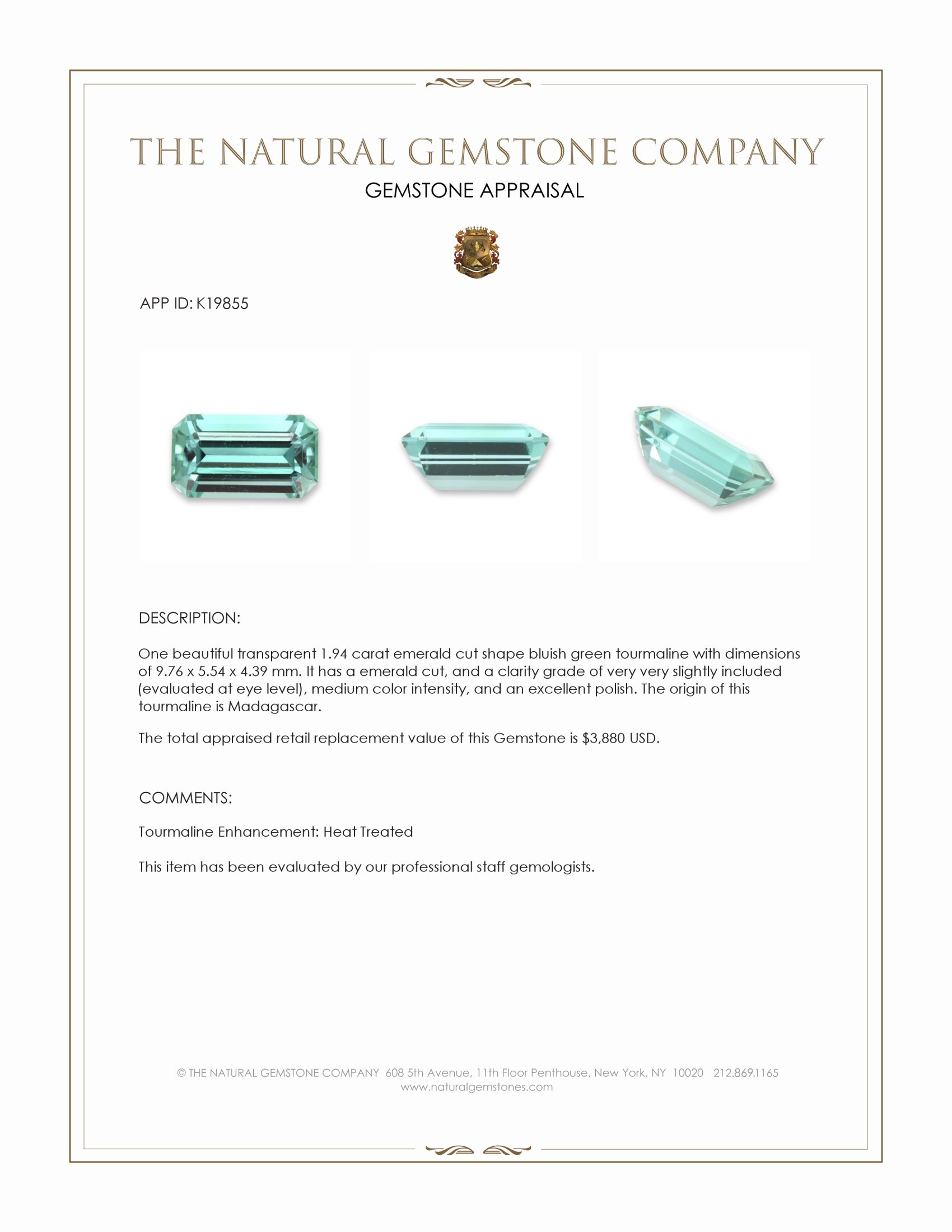 1.94 Ct. Tourmaline from Madagascar