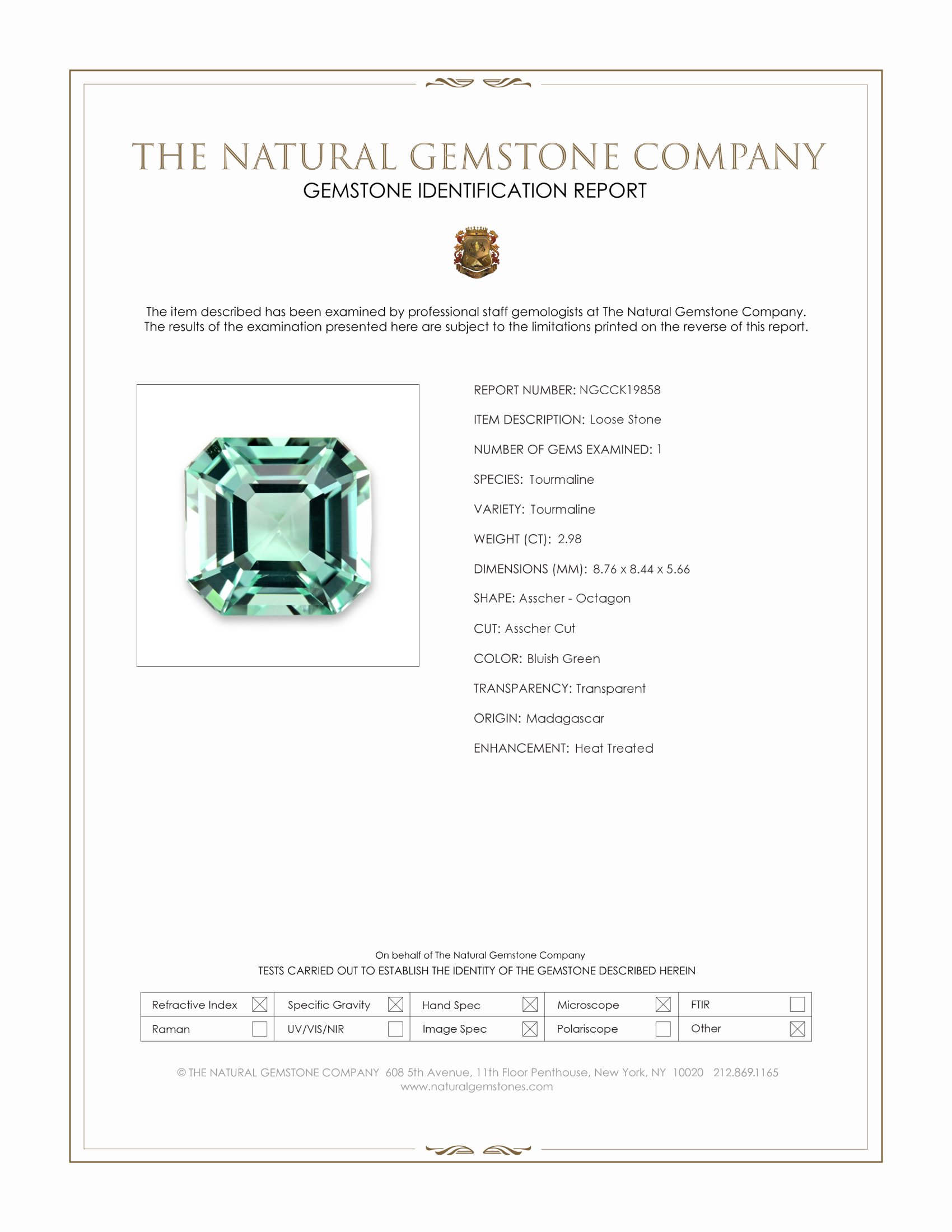 2.98 Ct. Bluish Green Tourmaline from Madagascar